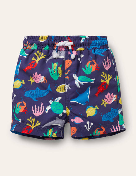 Badeshorts-Segelblau, Unterwassermotiv