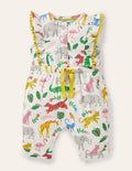 Combishort volanté en jersey-Motif Jungle Stamp ivoire