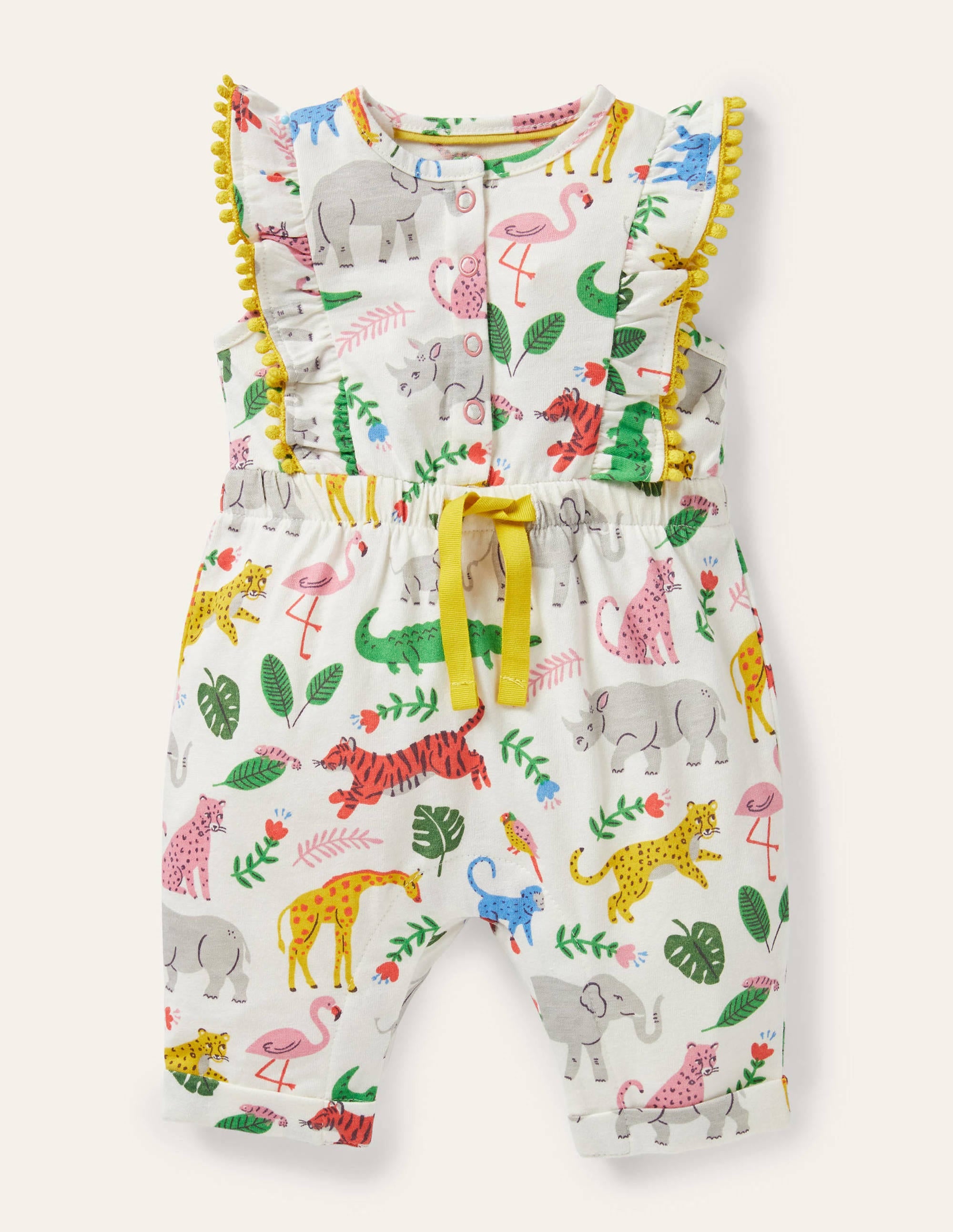 Combishort volanté en jersey-Motif Jungle Stamp ivoire - Image 1