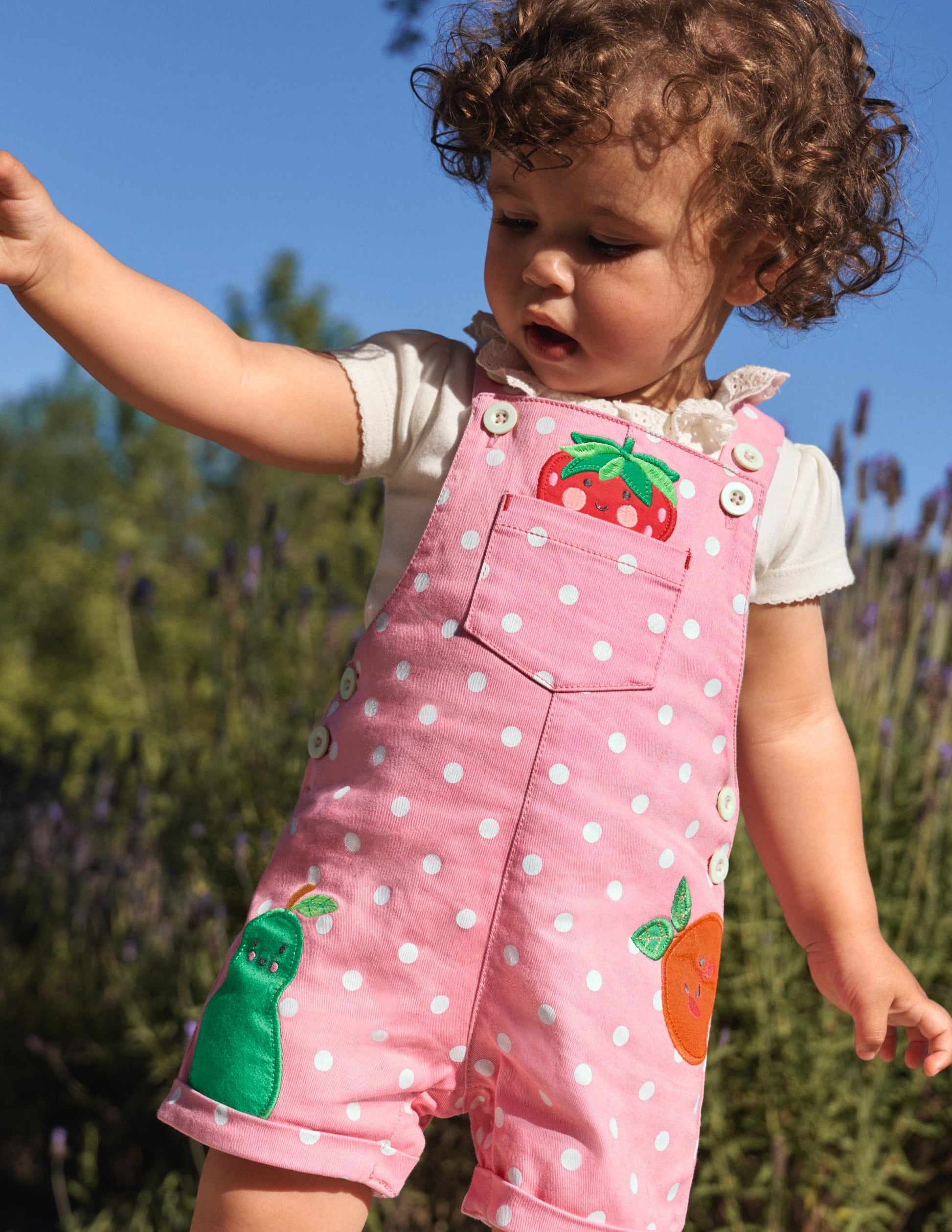 Kurze Weblatzhose-Rosa, Getupft/Früchte-4