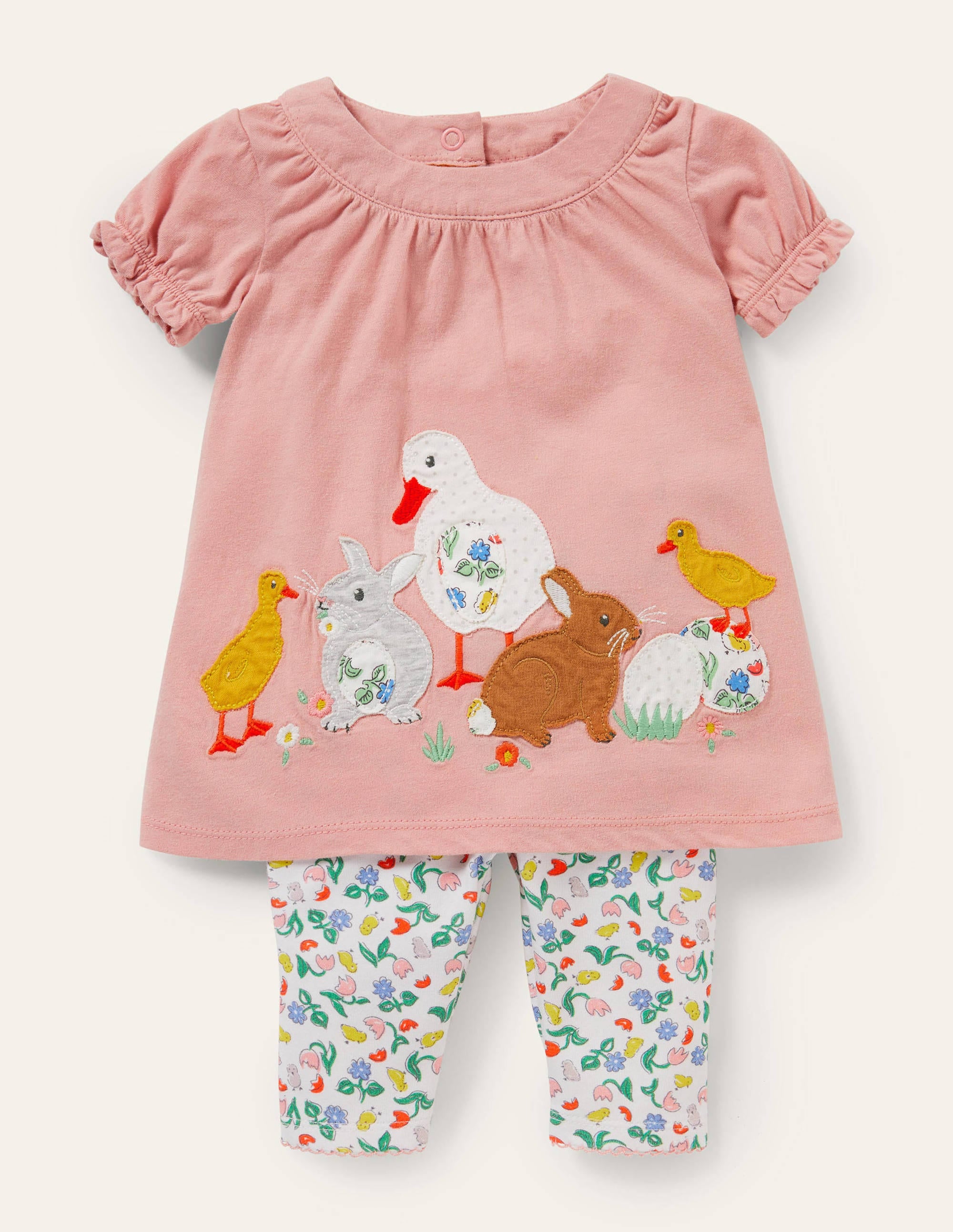 Set aus Applikationskleid und Leggings-Naturweiß, Küken - Image 1