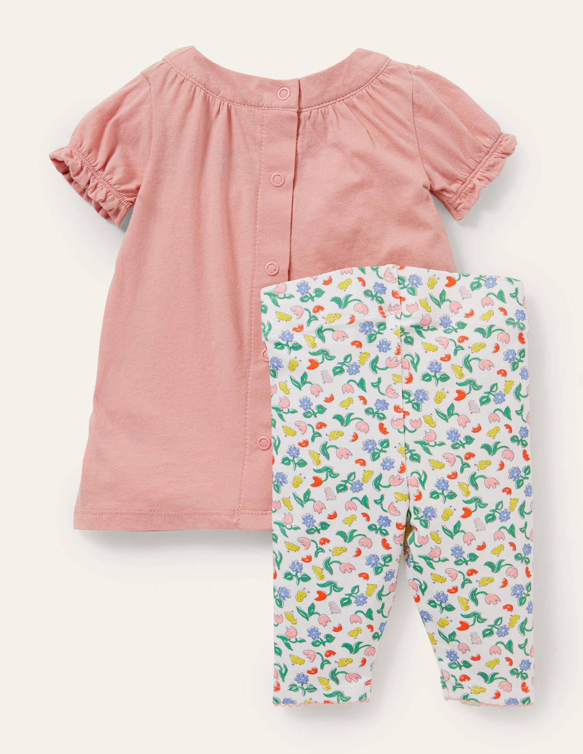 Set aus Applikationskleid und Leggings-Naturweiß, Küken-2