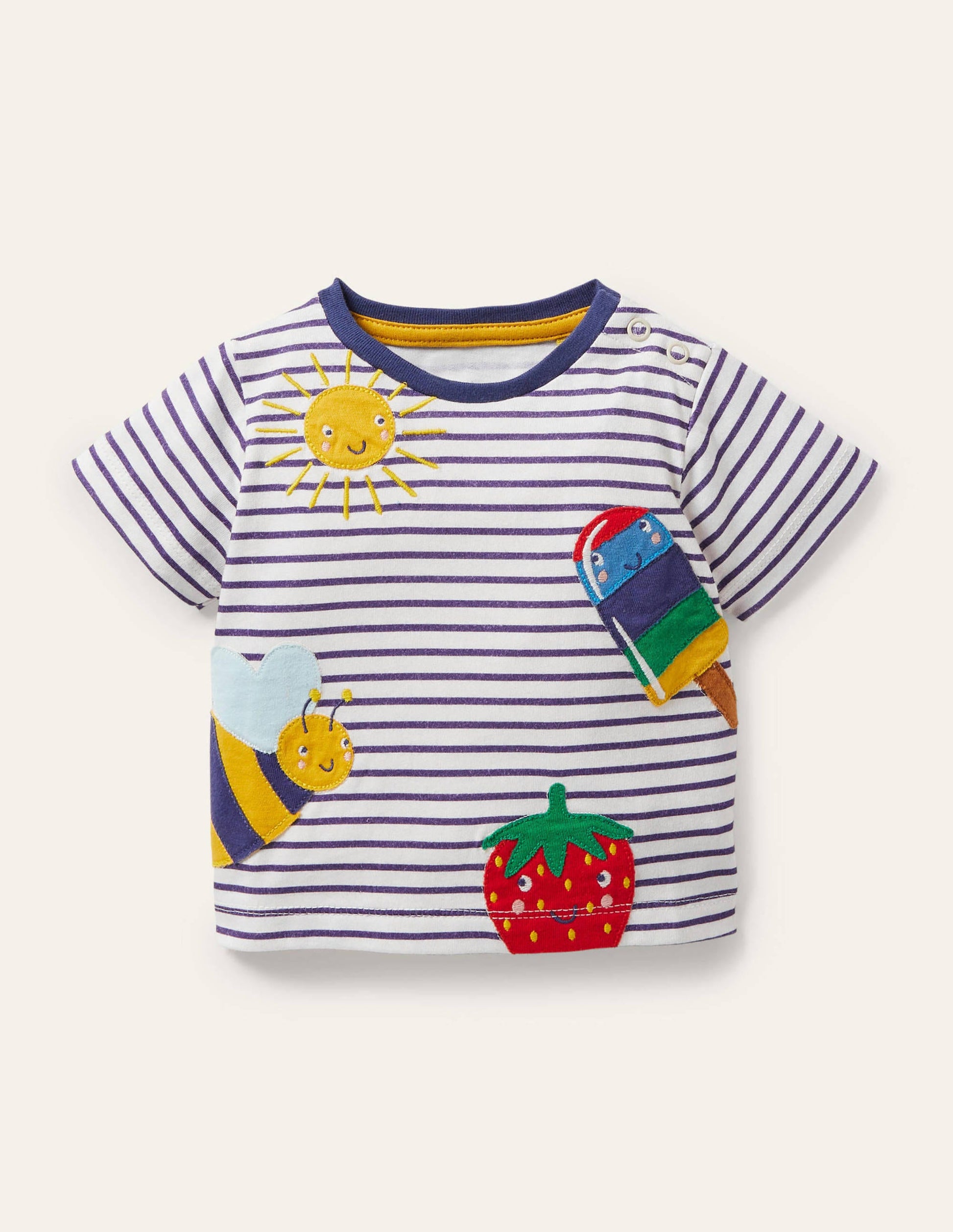 Appliqué Breton T-shirt-Ivory/Starboard Ice cream-1