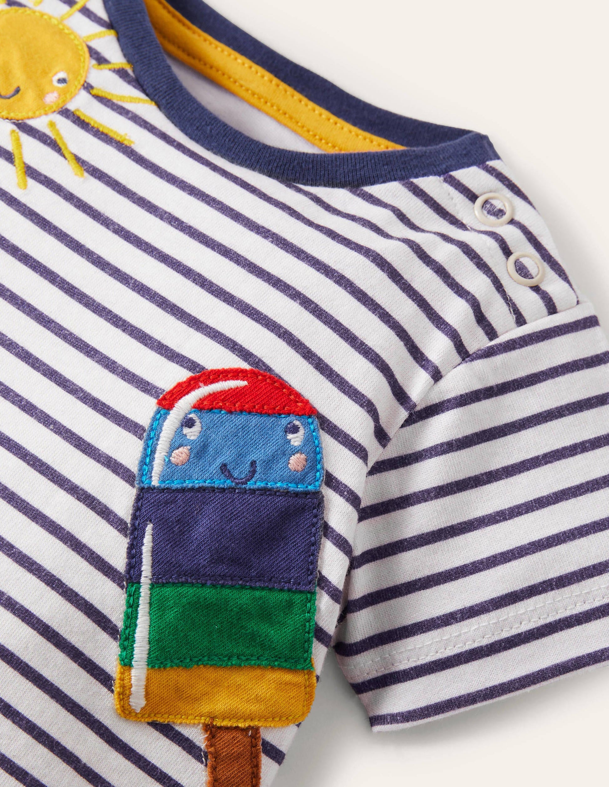 Appliqué Breton T-shirt-Ivory/Starboard Ice cream-3