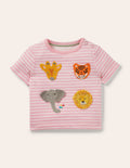 T-Shirt mit Häkeldetails-Hellrosa/Naturweiß, Dschungel