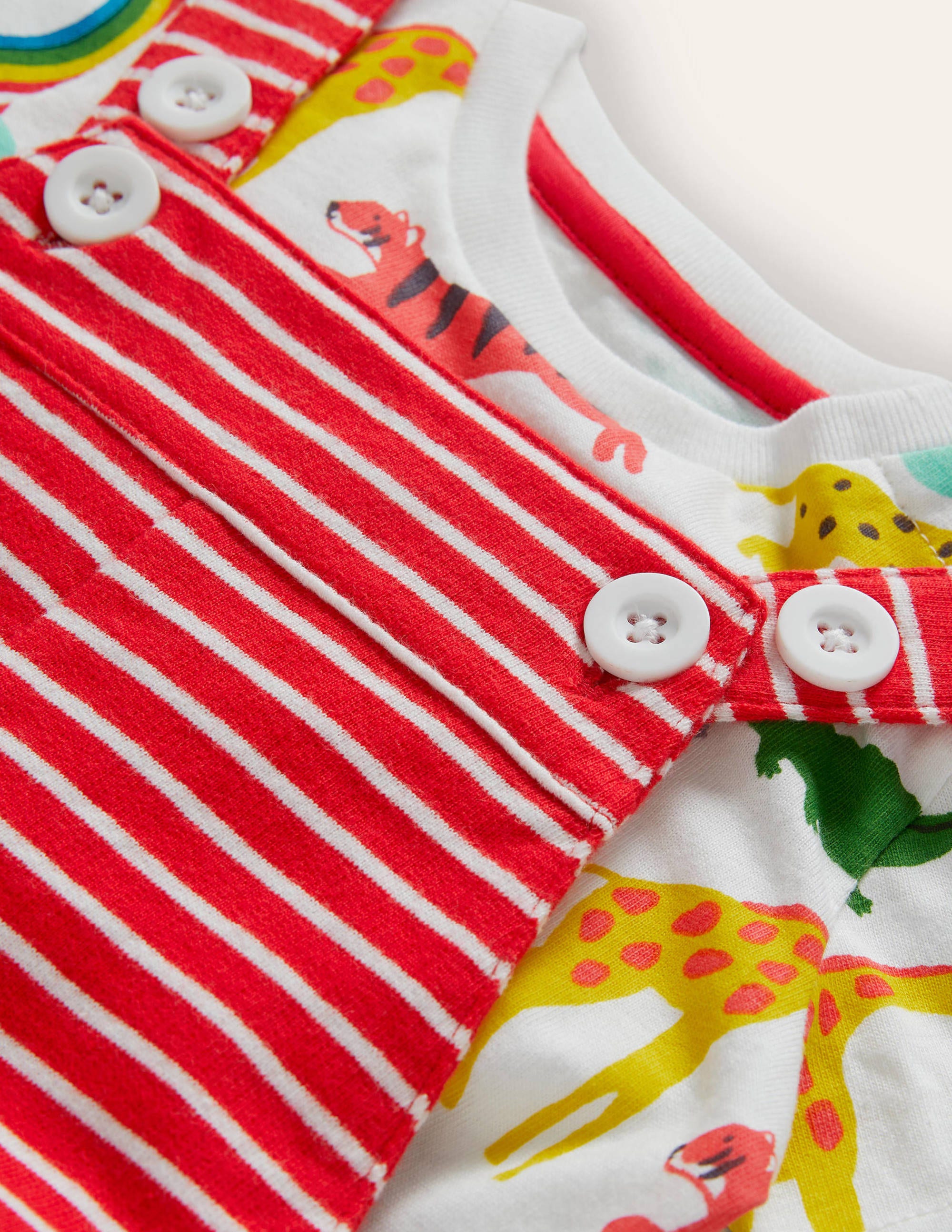 Short Jersey Dungaree Set-Strawberry Tart/Ivory - Image 3