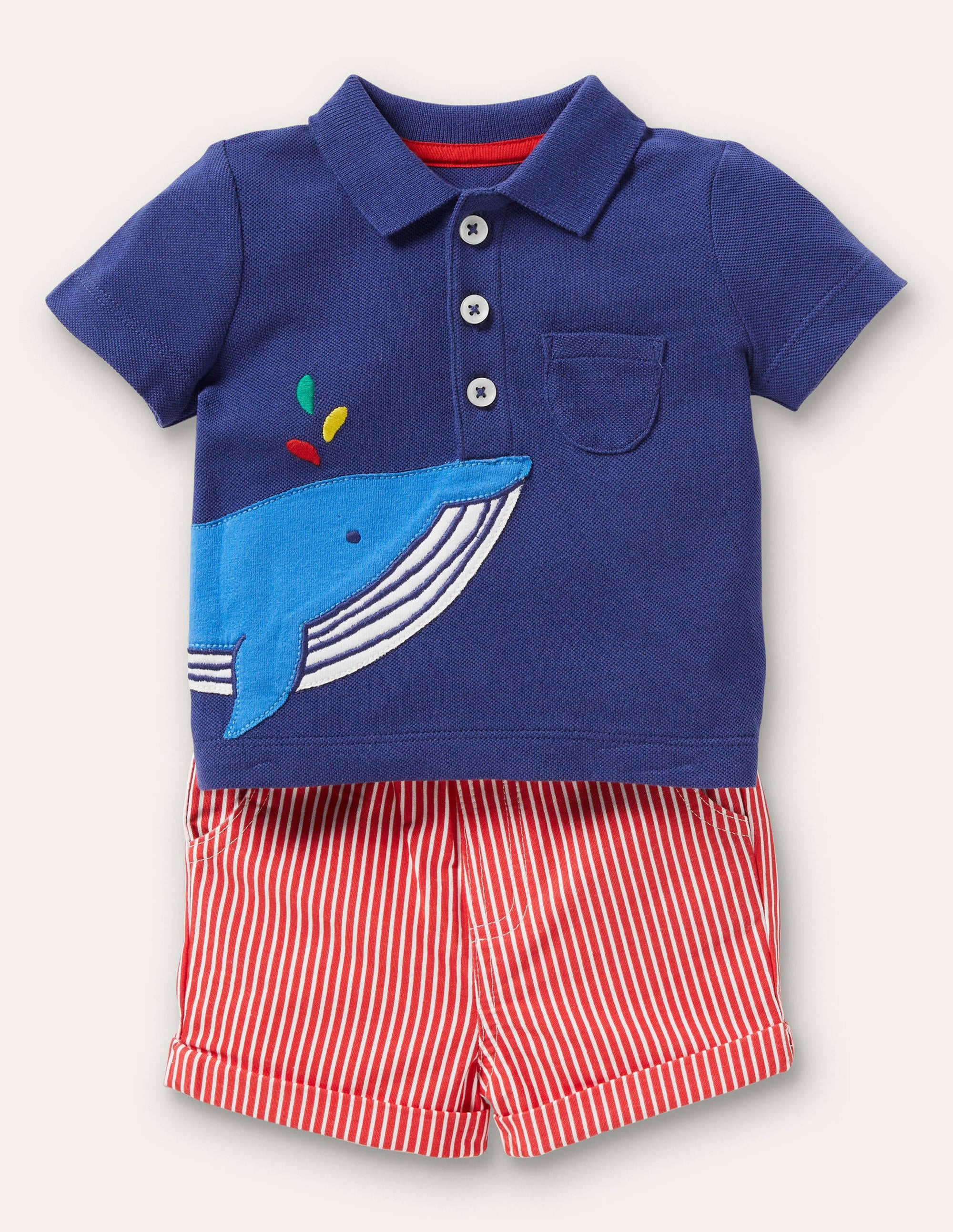 Spielset mit Poloshirt und Shorts-Segelblau, Wal - Image 1