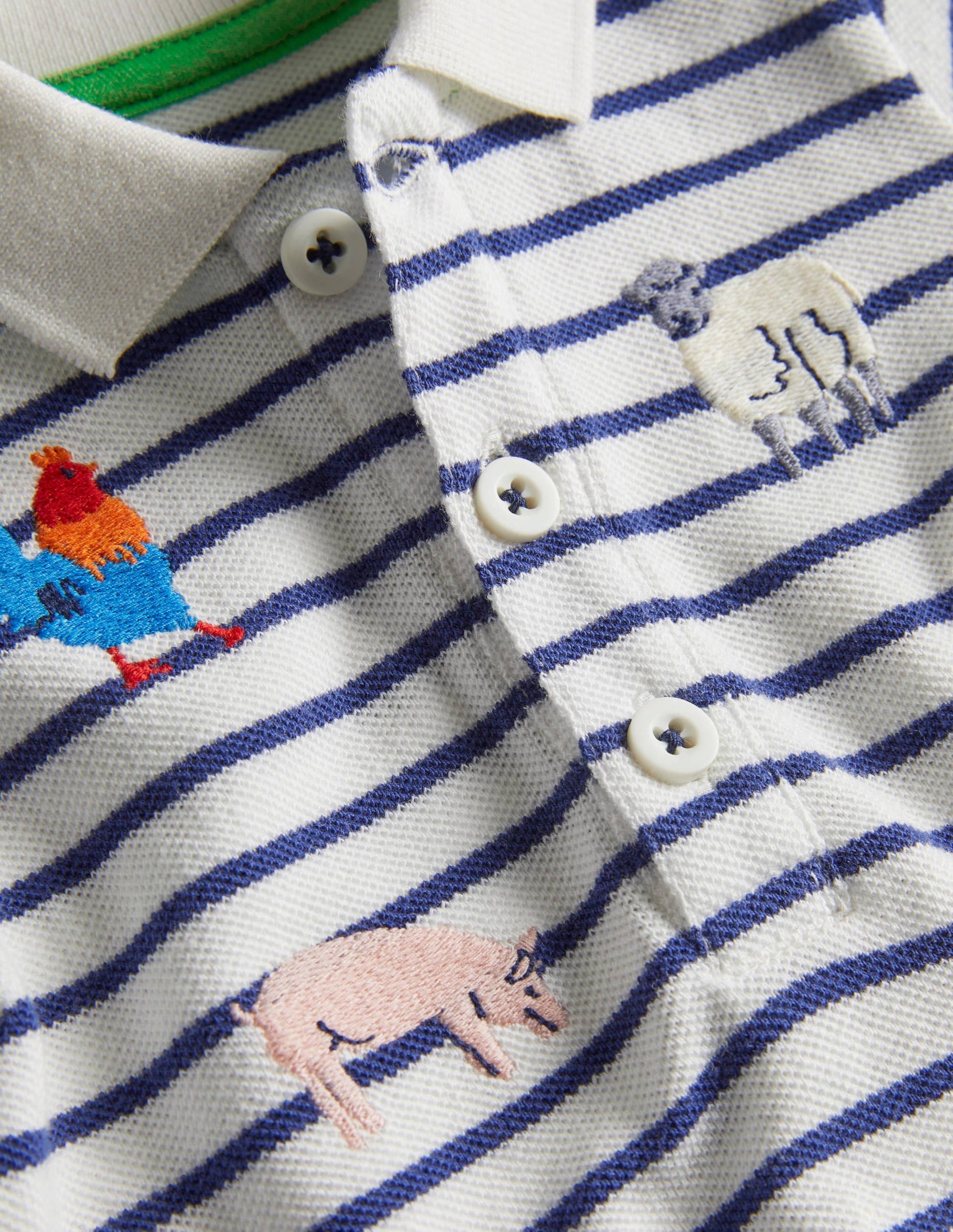 Fröhliches Piqué-Poloshirt-Naturweiß/Segelblau, Bauernhoftiere-3