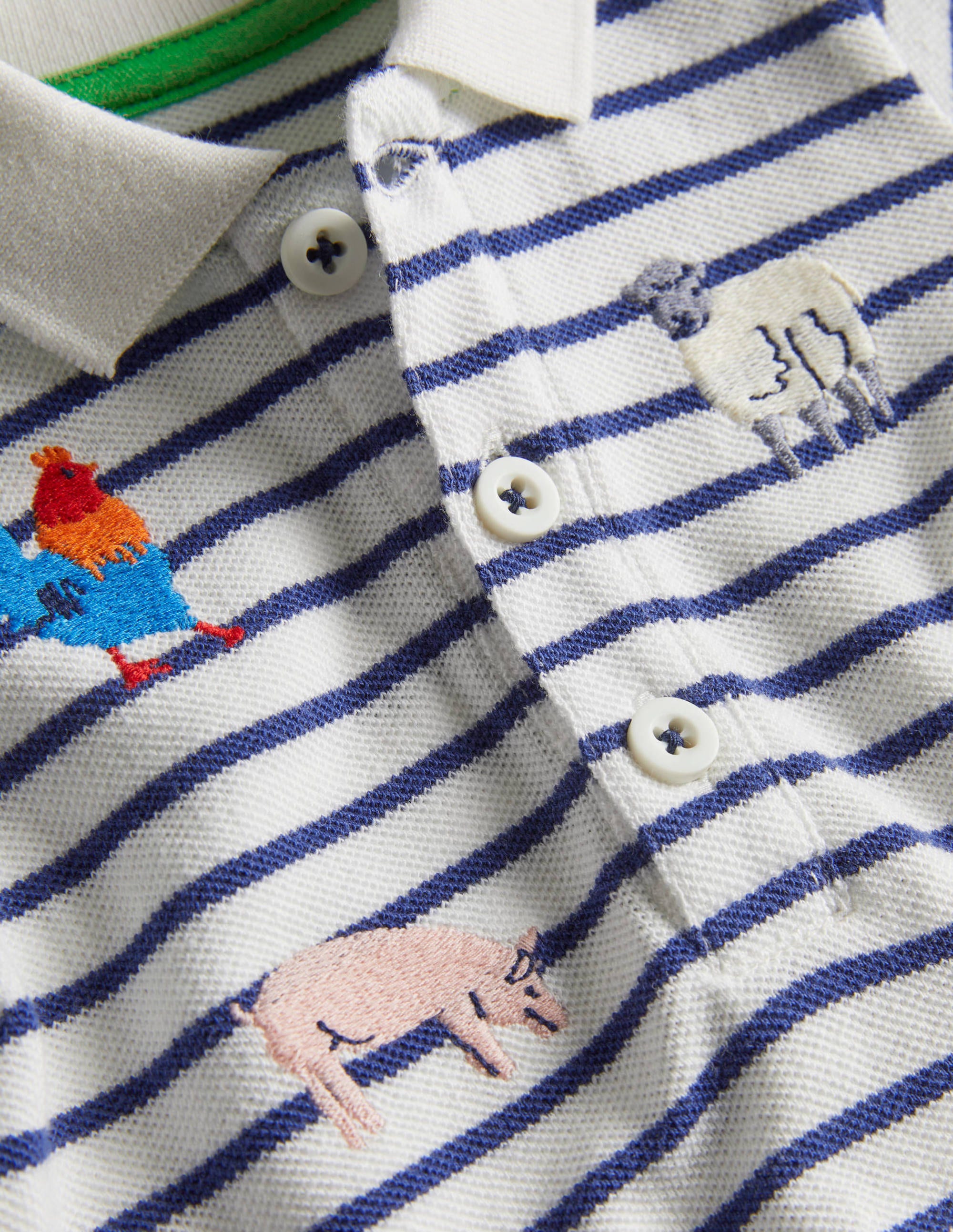 Fröhliches Piqué-Poloshirt-Naturweiß/Segelblau, Bauernhoftiere - Image 3