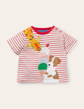 T-shirt en jersey à appliqué-Glace et animaux rouge/ivoire