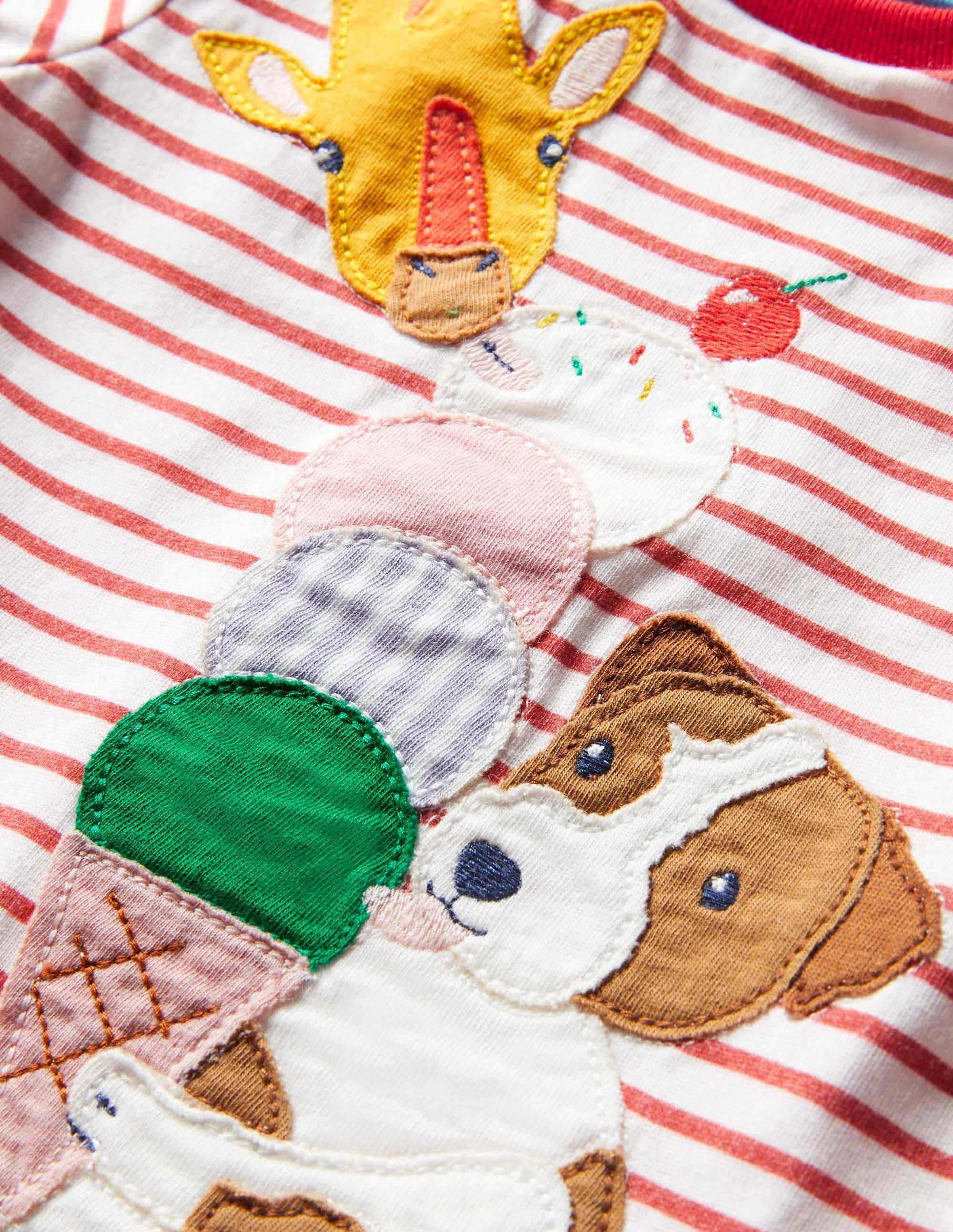 T-shirt en jersey à appliqué-Glace et animaux rouge/ivoire - Image 3