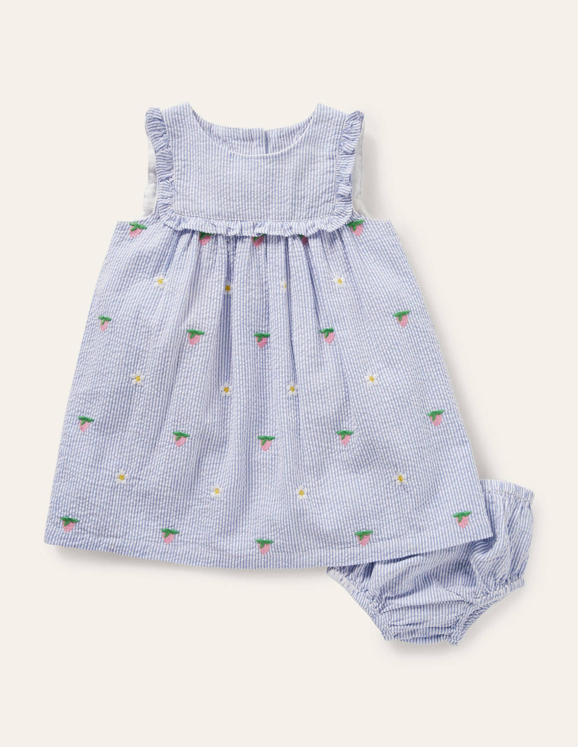 Embroidered Woven Pinnie-Multi Blue Floral-1