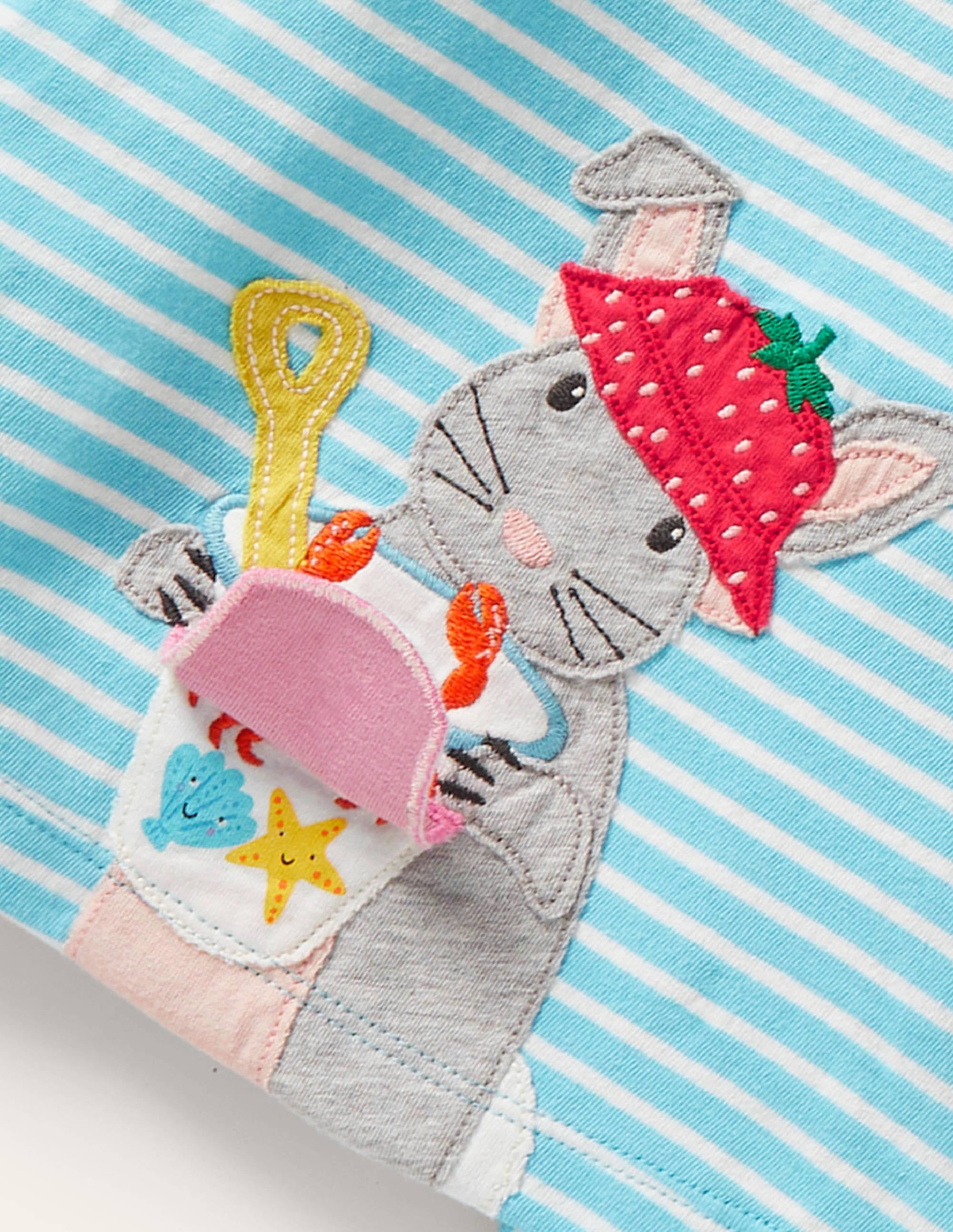 Robe en jersey à appliqué-Lapin Aqua/Ivoire - Image 3