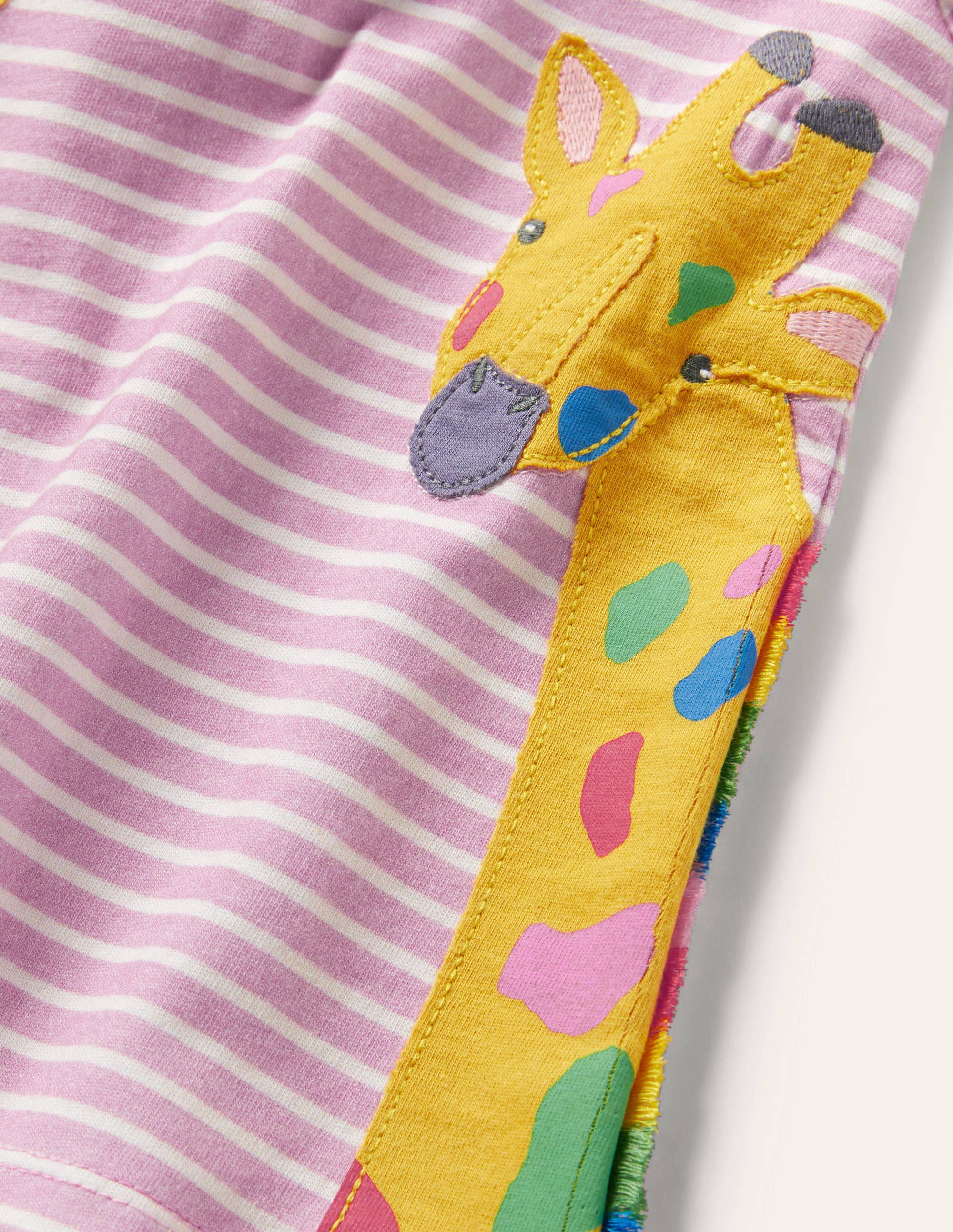 Appliqué Jersey Dress-Pink Lemonade/Ivory Giraffe - Image 3