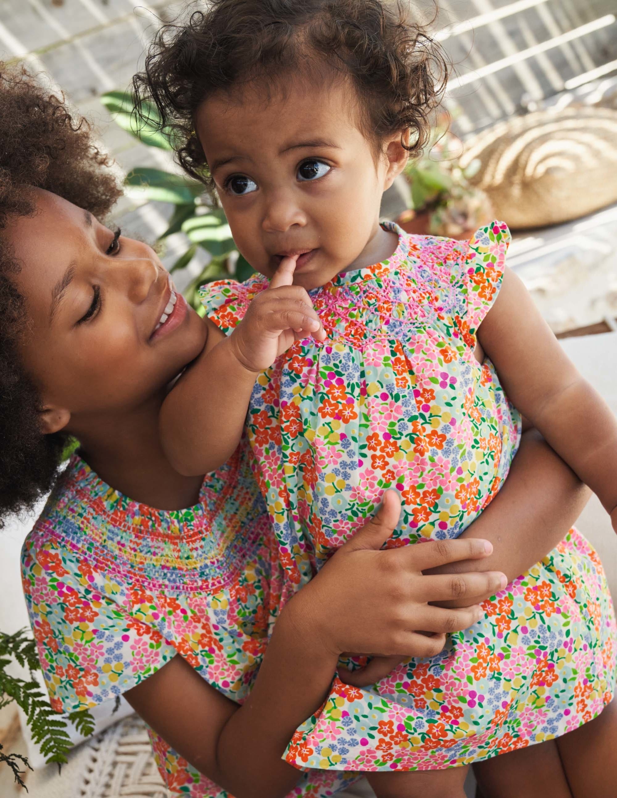 Smocked Woven Dress-Ivory Tropical Floral - Image 4