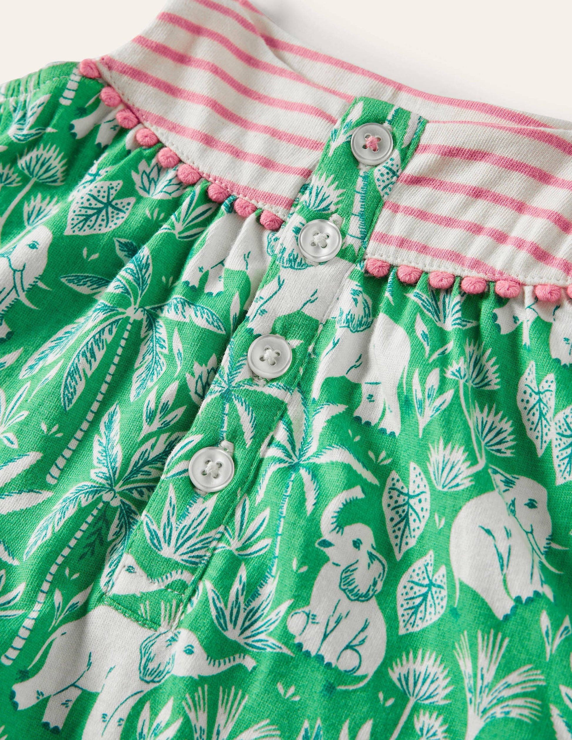 Jersey Strappy Romper-Aloe Green Elephant Palm-3