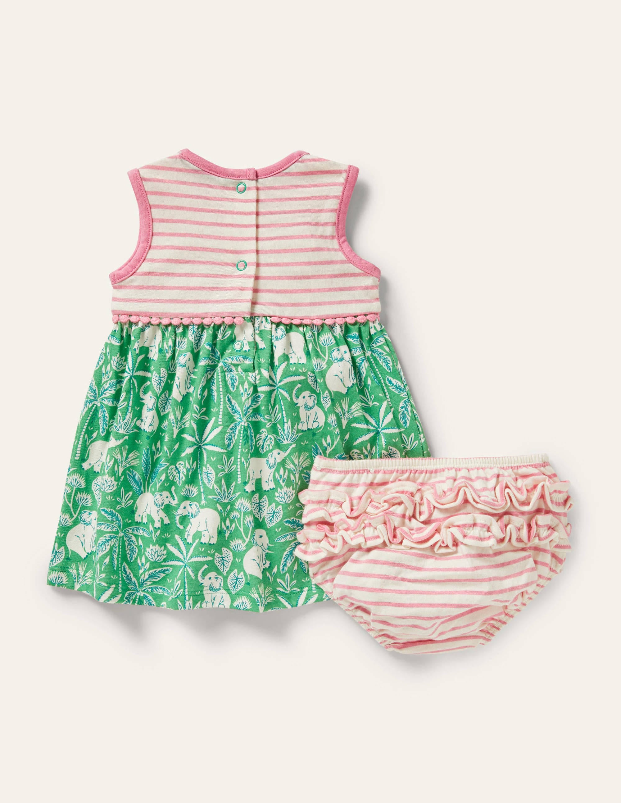 Ärmelloses Jerseykleid-Aloe-Vera-Grün, Elefanten/Palmen - Image 2
