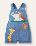 Salopette courte tissée-Animaux chambray moyen