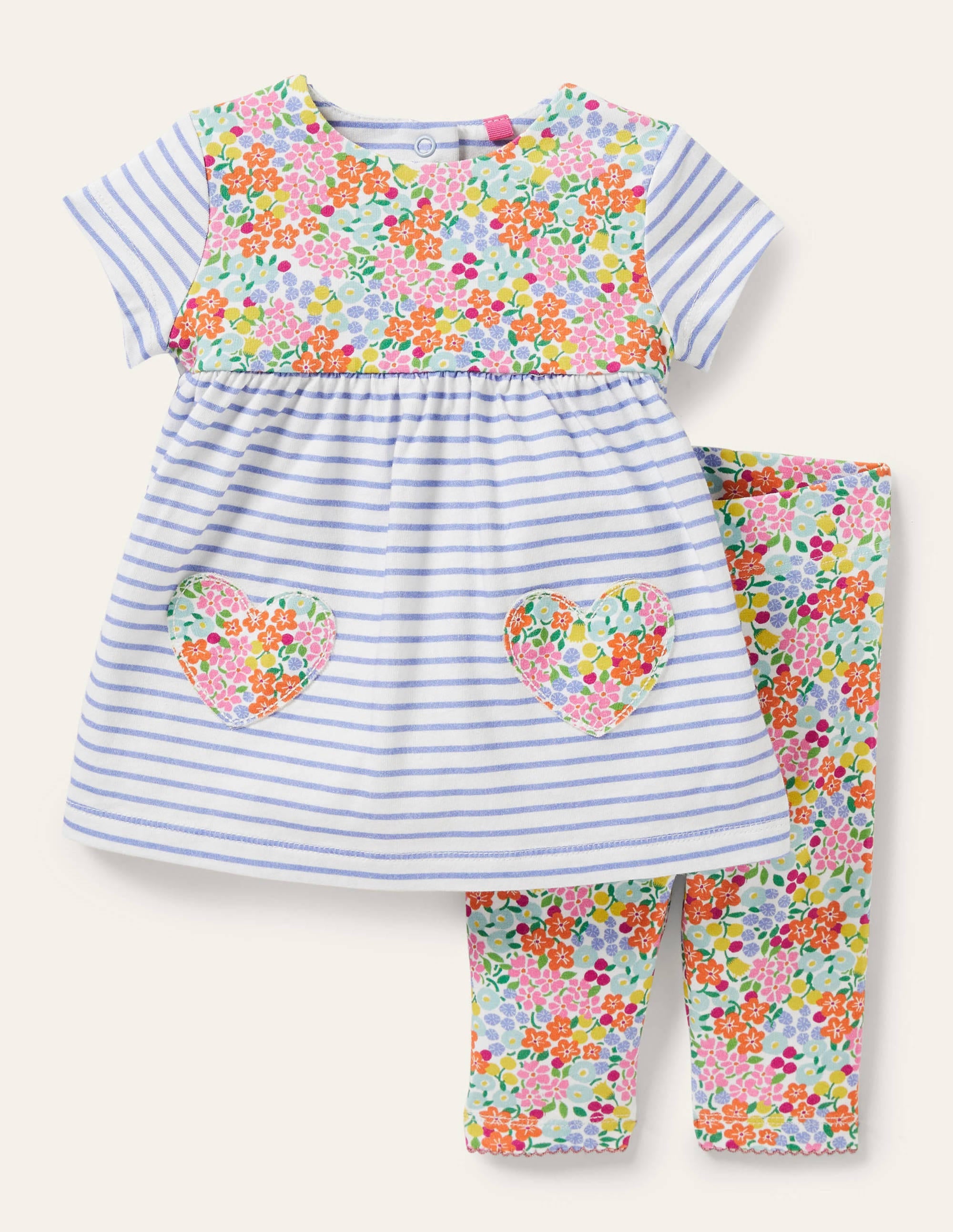 Ensemble avec robe florale en jersey-Lit de fleurs tropicales ivoire - Image 1