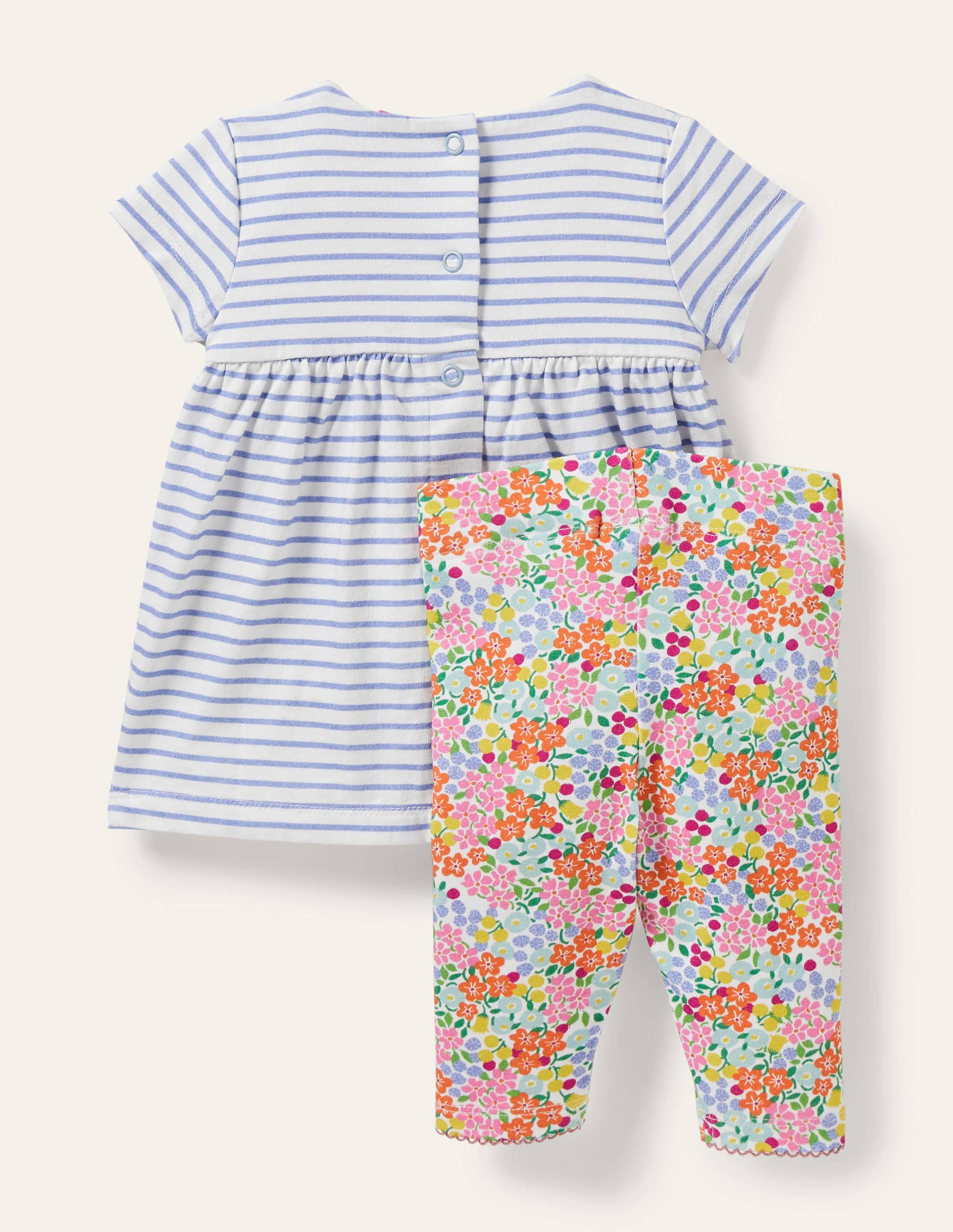Ensemble avec robe florale en jersey-Lit de fleurs tropicales ivoire - Image 2
