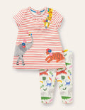 Spielset mit Kleid und Leggings-Rot/Naturweiß, Dschungeltiere