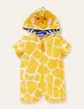 Novelty Towelling Romper-Daffodil Yellow Giraffe