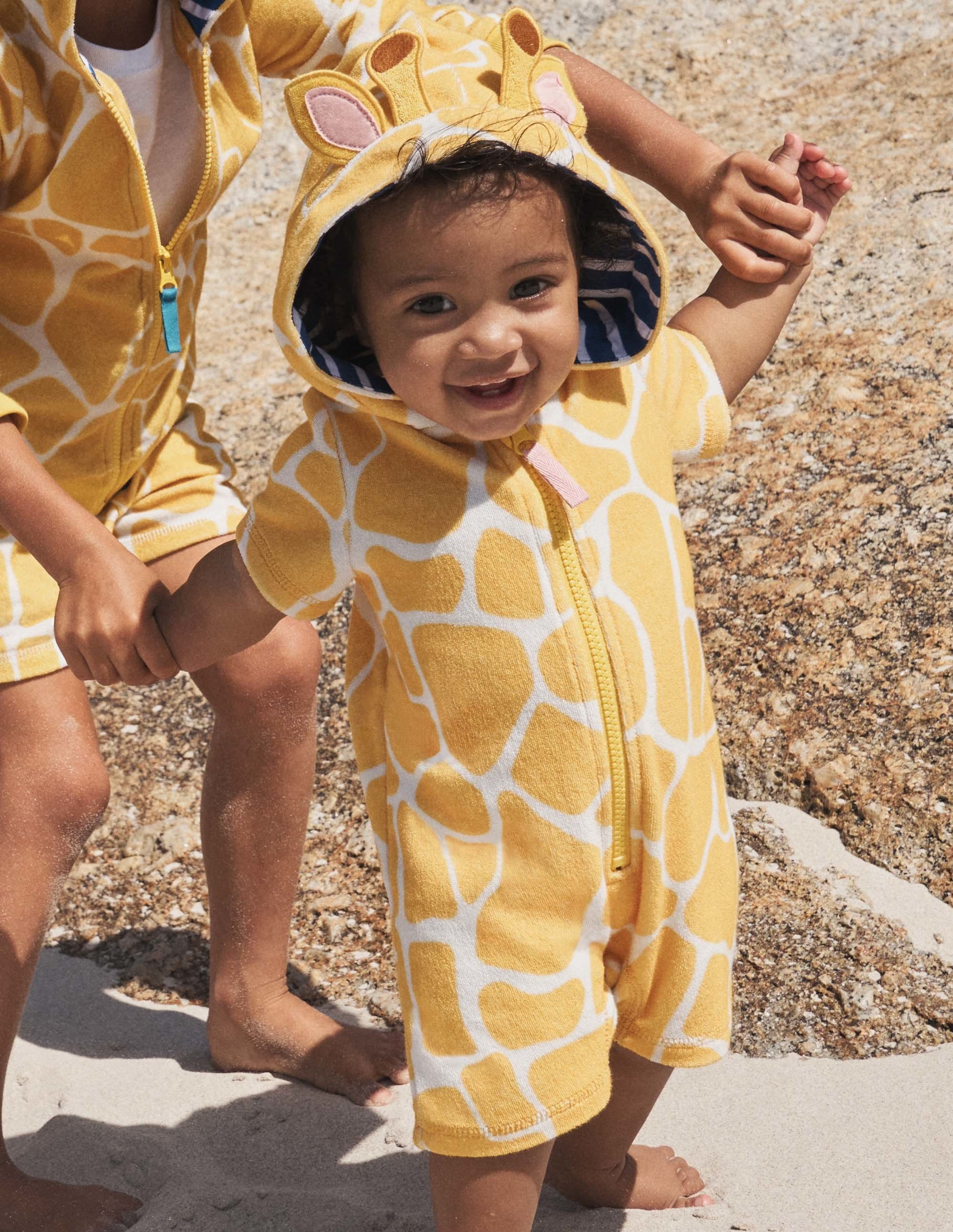 Novelty Towelling Romper-Daffodil Yellow Giraffe - Image 4