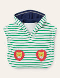 Poncho en éponge-Lions vert/ivoire