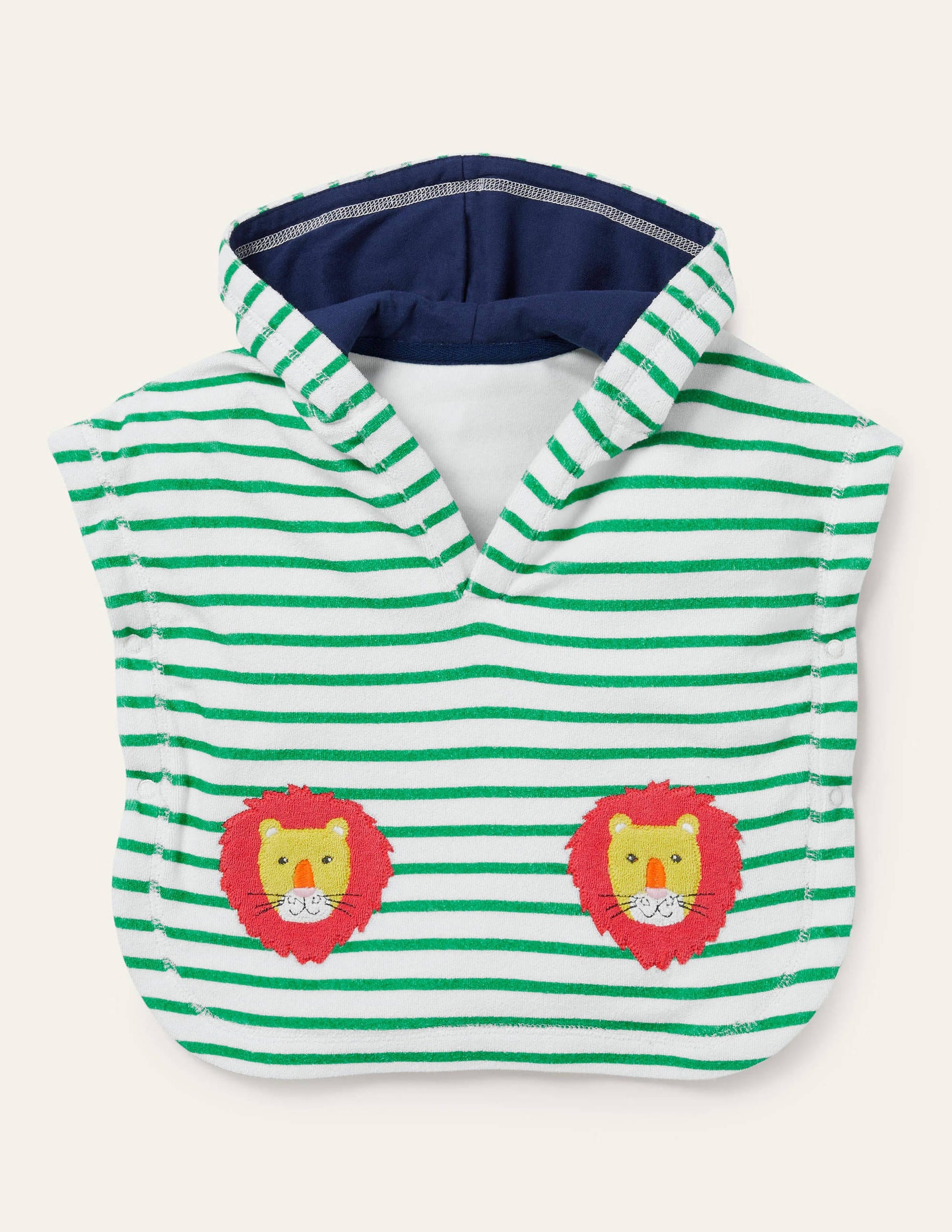 Poncho en éponge-Lions vert/ivoire-1
