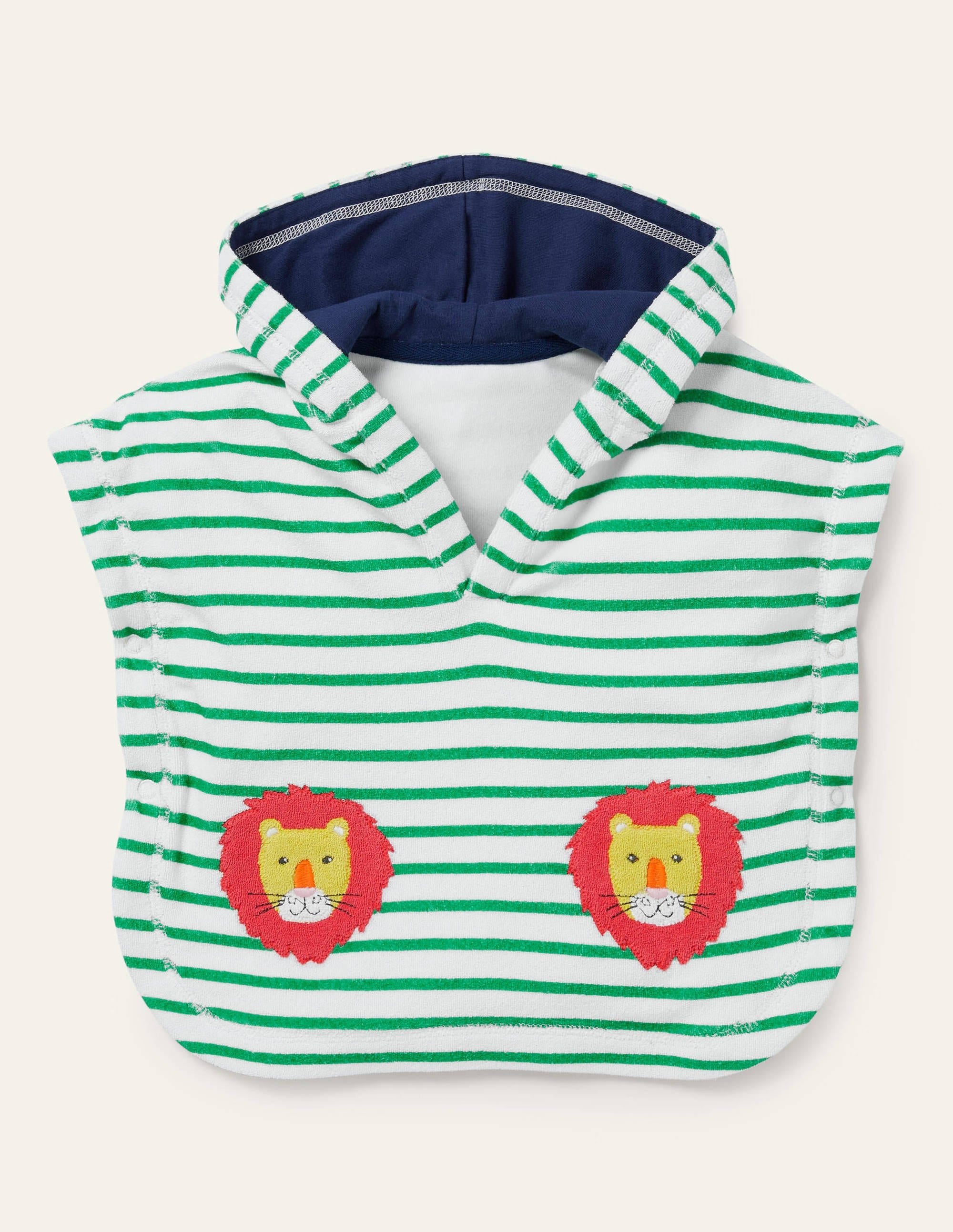Poncho en éponge-Lions vert/ivoire - Image 1