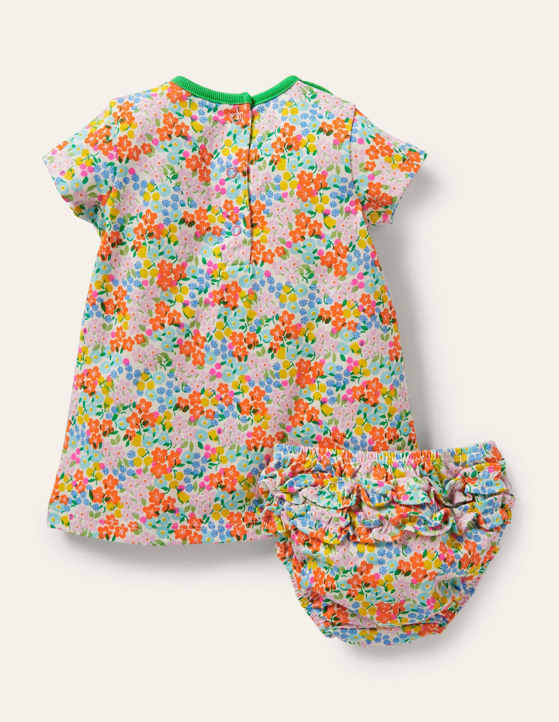 Kleid mit Blumenmuster und Elefant-Naturweiß, Tropisches Blumenbeet-2