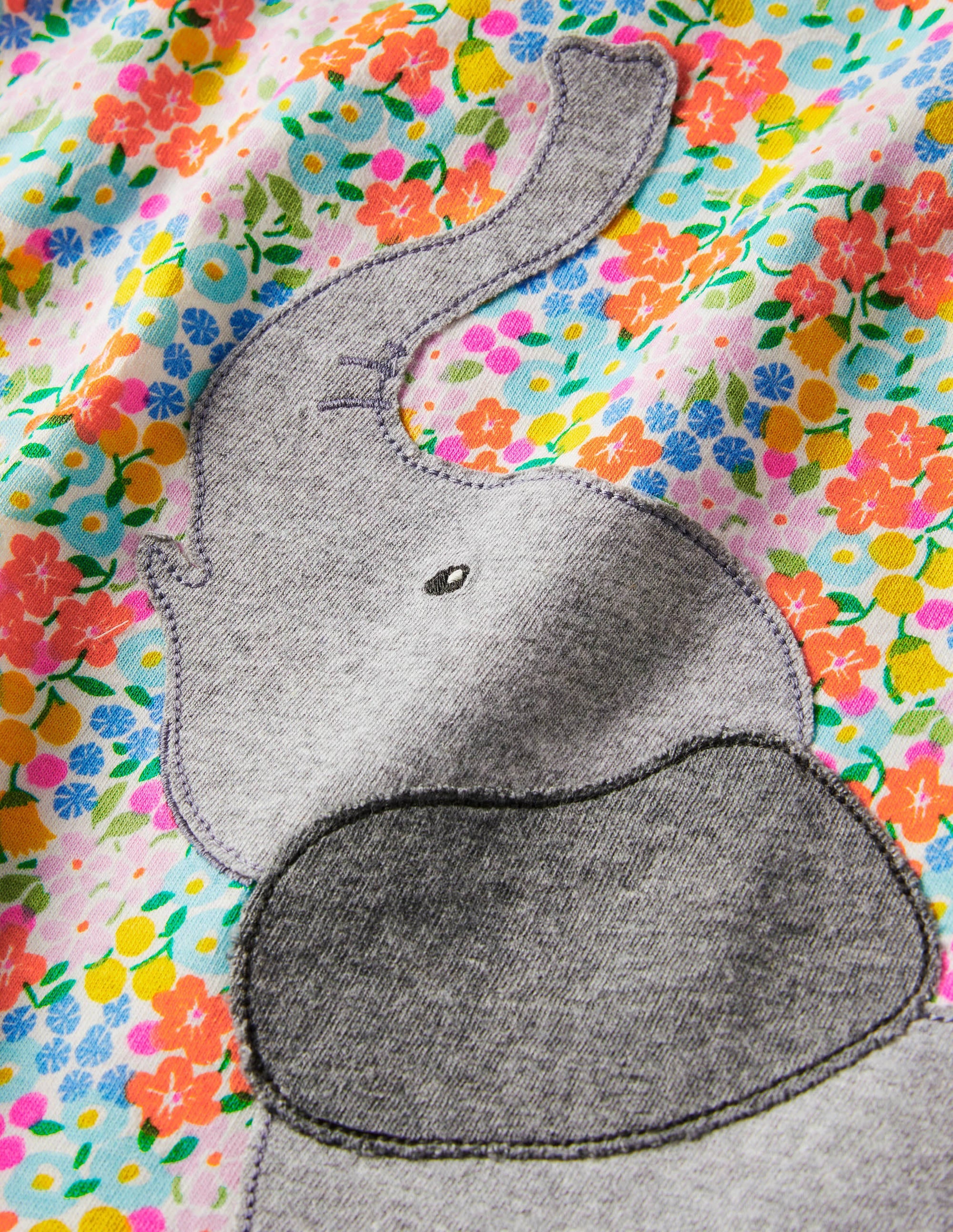 Kleid mit Blumenmuster und Elefant-Naturweiß, Tropisches Blumenbeet - Image 3