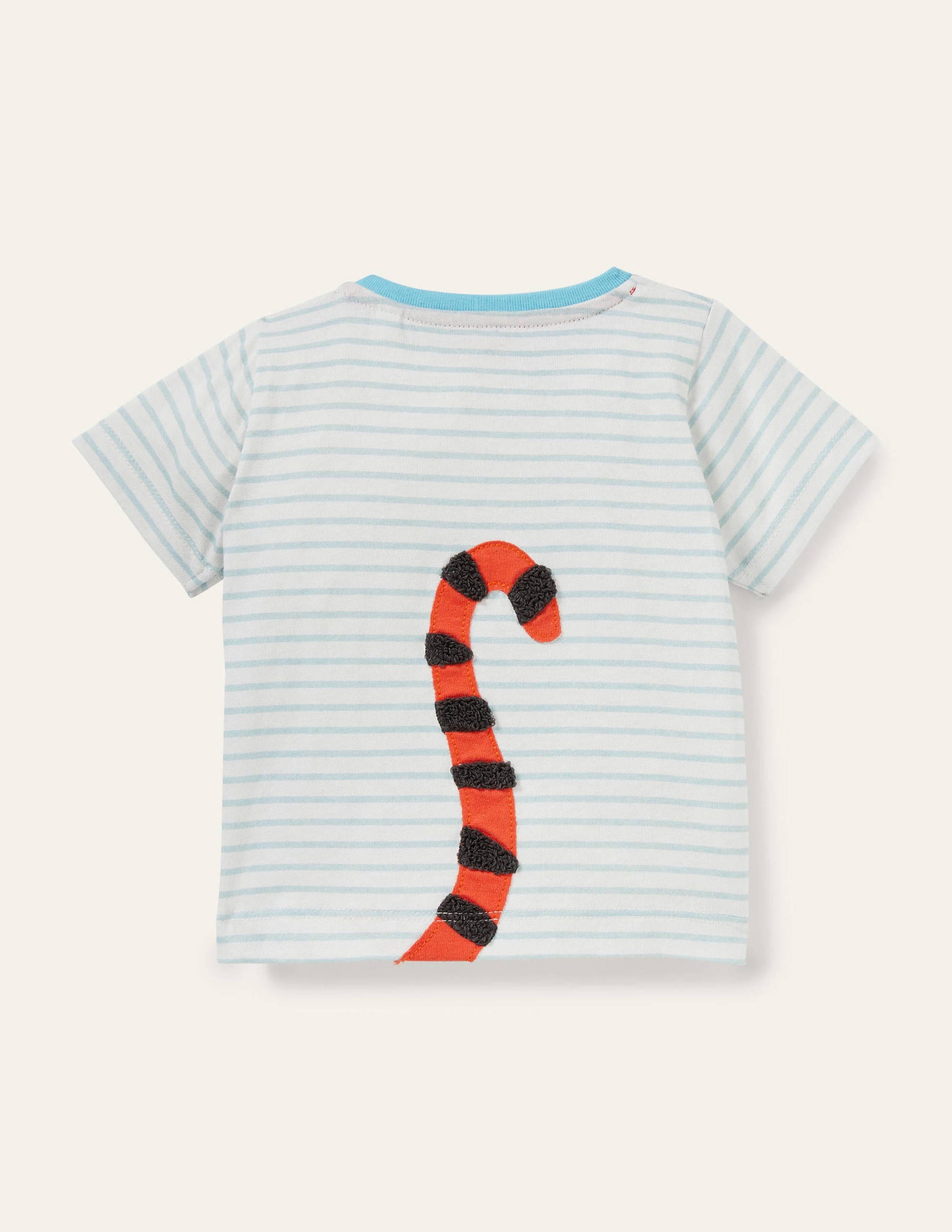 T-Shirt mit strukturierter Applikation-Naturweiß/Türkisblau, Tiger-2