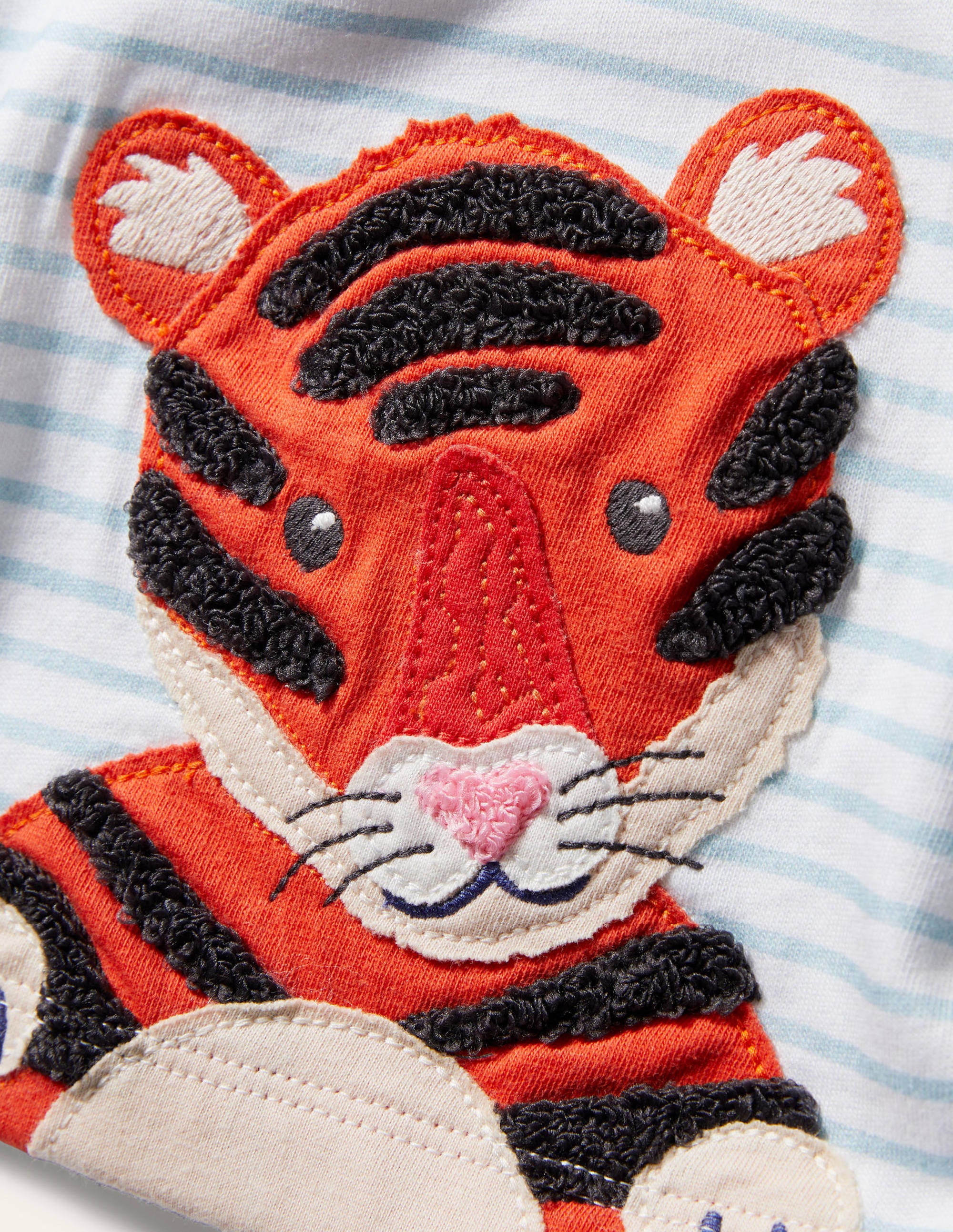 T-Shirt mit strukturierter Applikation-Naturweiß/Türkisblau, Tiger - Image 3