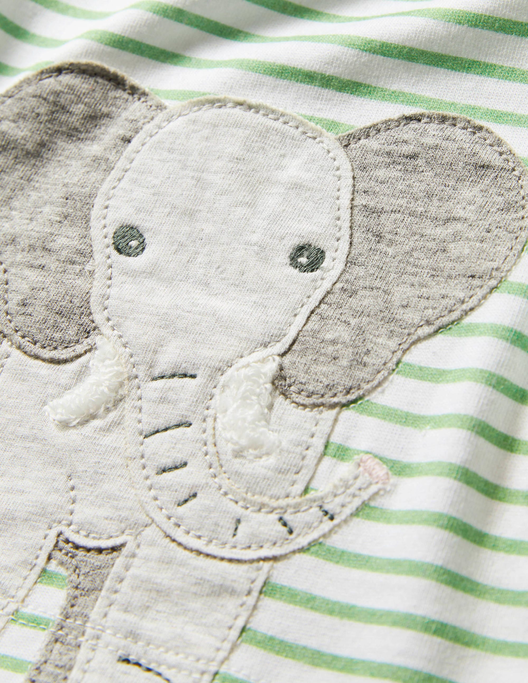 Textured Applique T-Shirt-Ivory/Greenfinch Elephant - Image 3