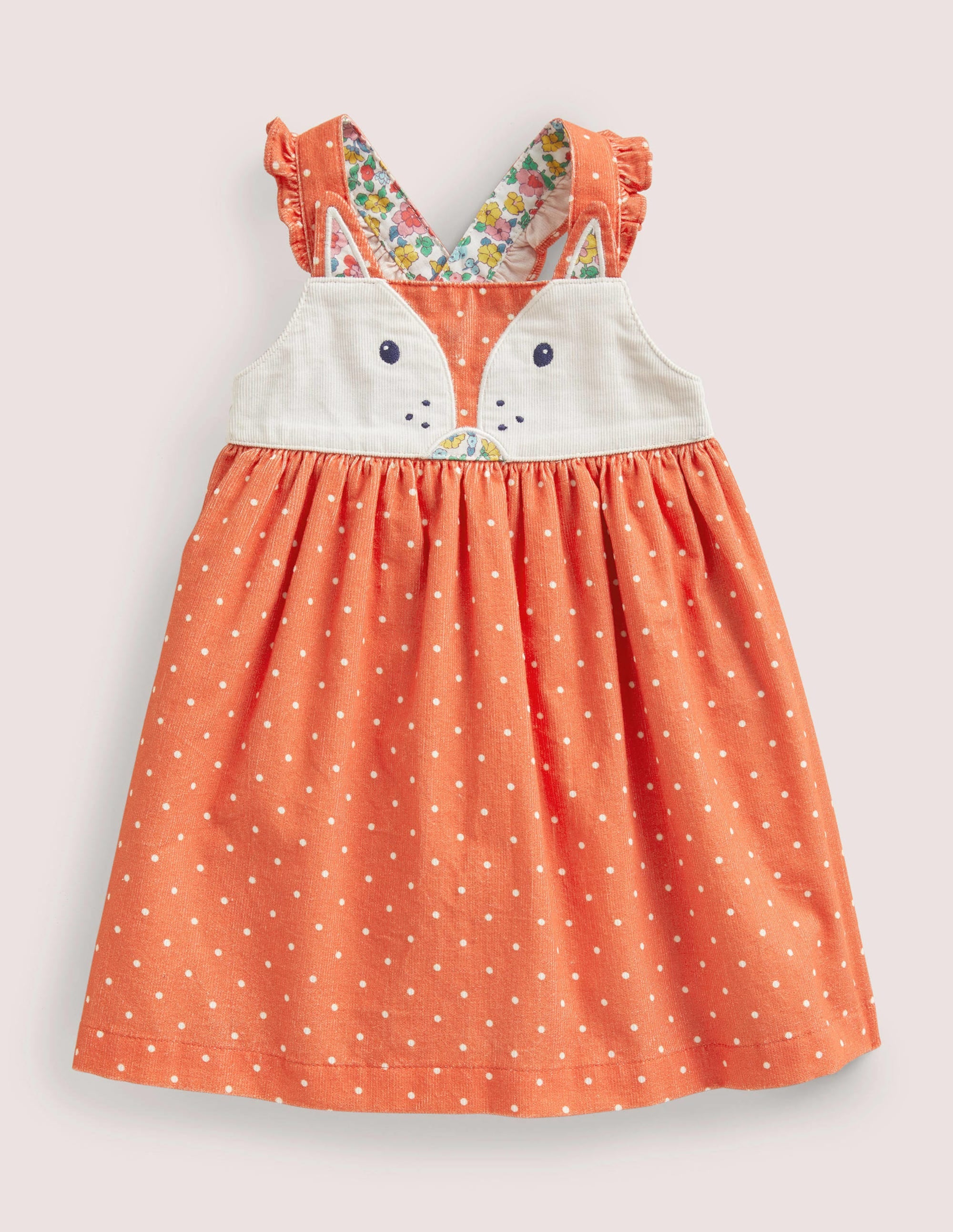 Schürzenkleid aus Cord-Tigerlilienorange, Pünktchen/Fuchs - Image 1