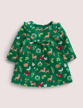Langärmliges Kleid mit Muster-Waldgrün, Weihnachtliches Waldmotiv