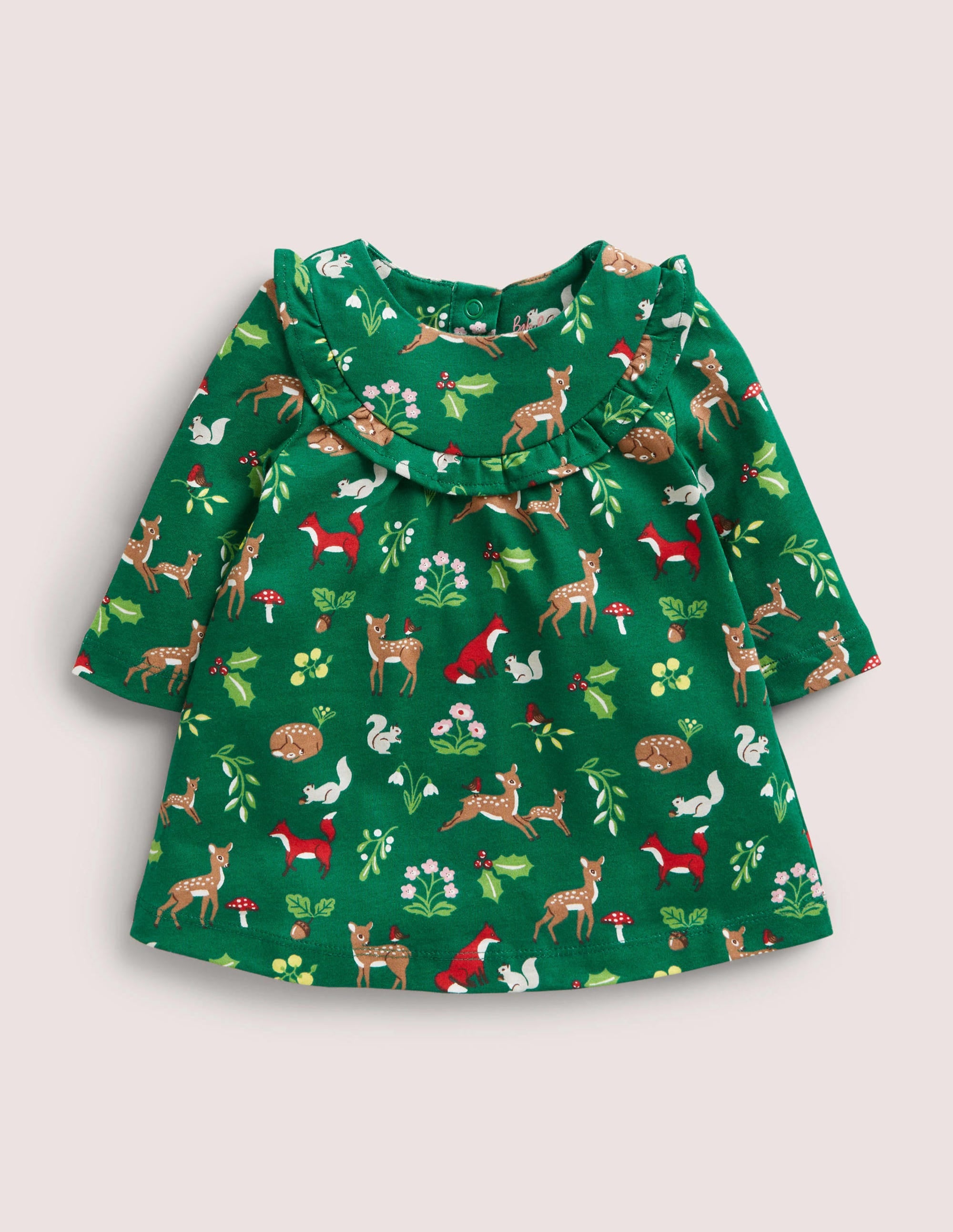 Langärmliges Kleid mit Muster-Waldgrün, Weihnachtliches Waldmotiv - Image 1