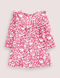 Robe imprimée à manches longues-Bois rose tendre