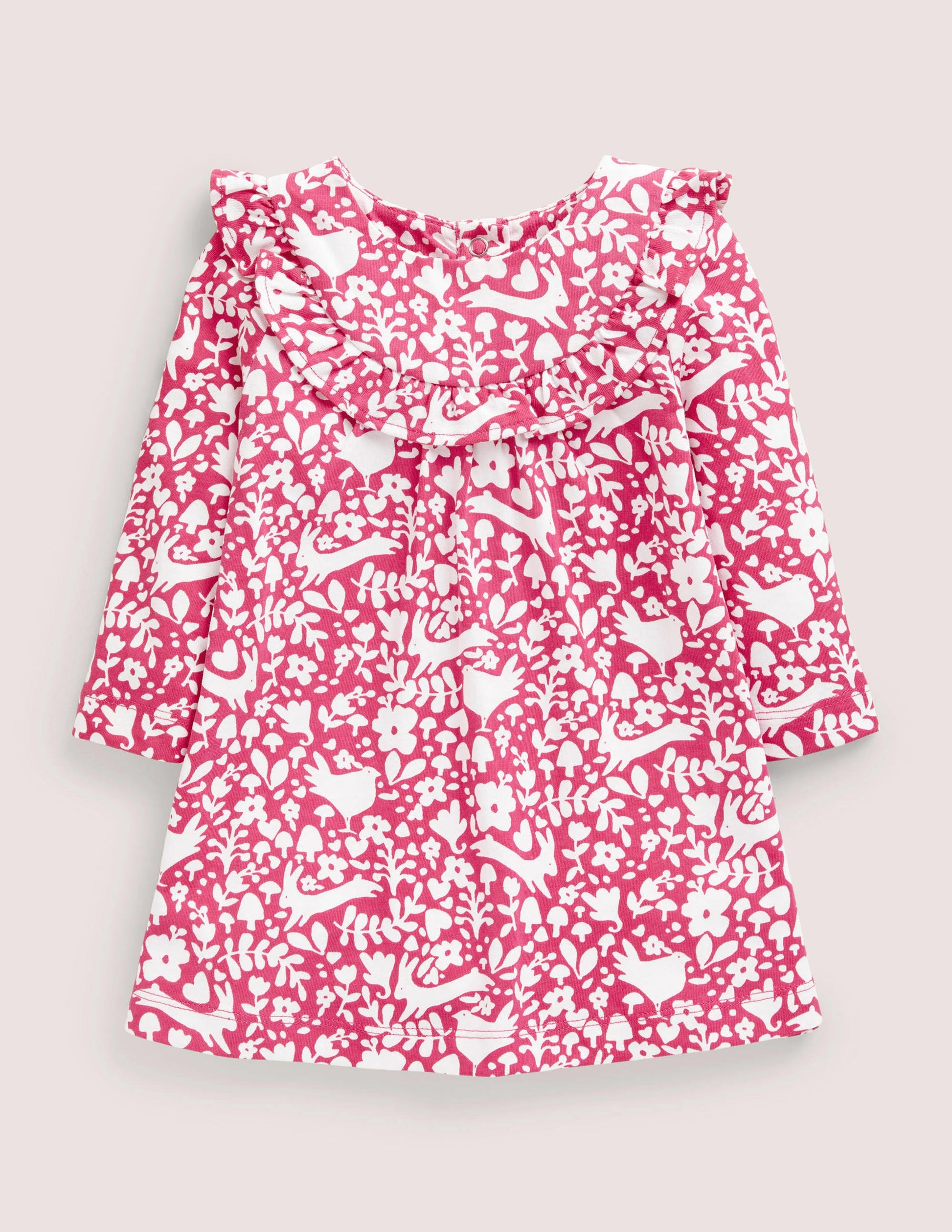 Robe imprimée à manches longues-Bois rose tendre-1