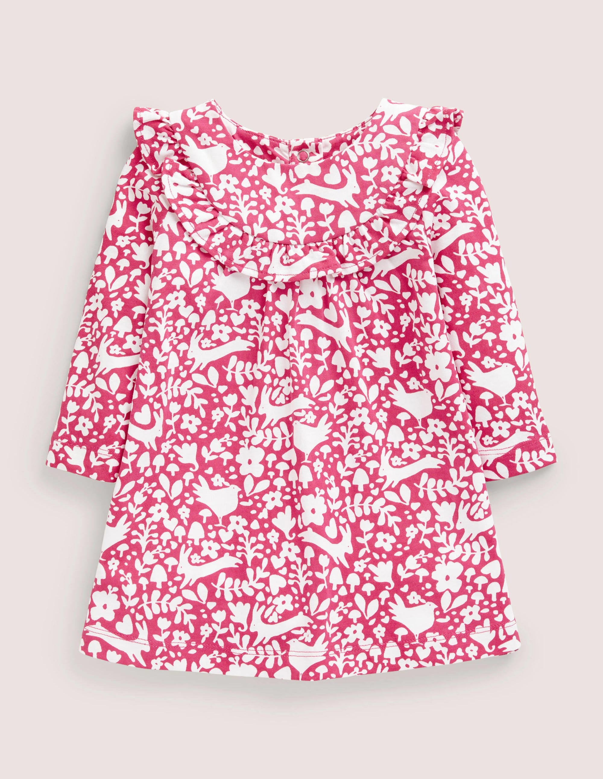 Robe imprimée à manches longues-Bois rose tendre - Image 1