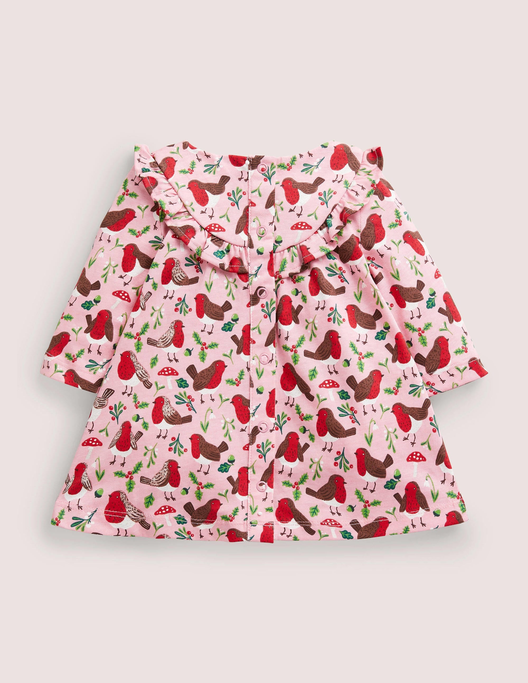Langärmliges Kleid mit Muster-Delfinrosa, Rotkehlchen - Image 2