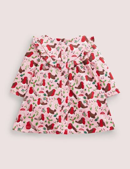 Langärmliges Kleid mit Muster-Delfinrosa, Rotkehlchen-2