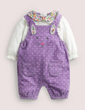 Cord Dungaree Set-Aster Purple Pin Spot Bunny