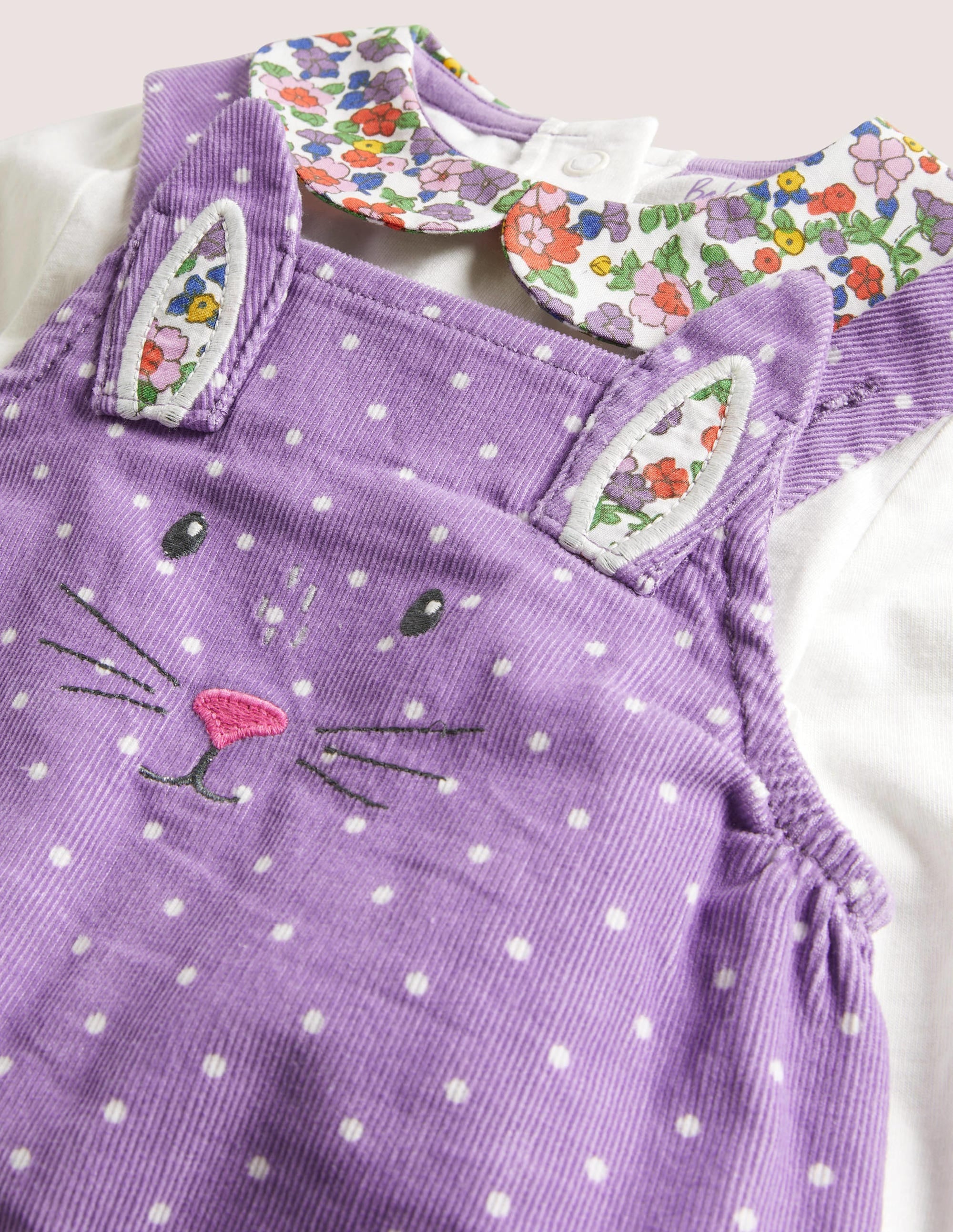 Cord Dungaree Set-Aster Purple Pin Spot Bunny - Image 3
