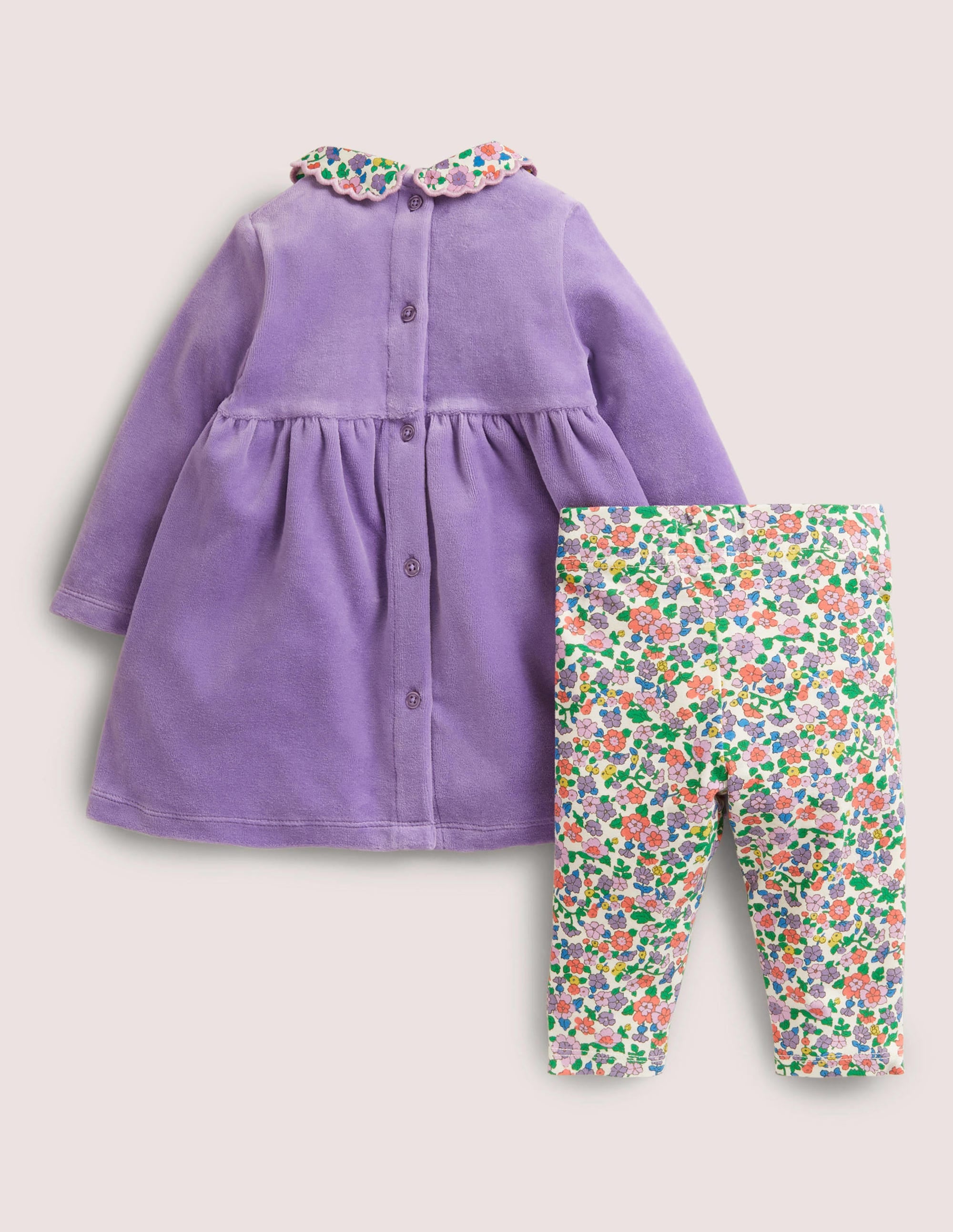 Set aus Velourskleid und -leggings-Asternviolett, Blumenmuster - Image 2