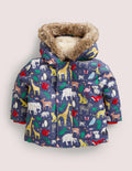 Navy 3-in-1 Animal Print Hooded Coat-Navy, Bunte Tiere
