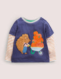 T-Shirt mit Halloween-Applikation-Segelblau, Igel