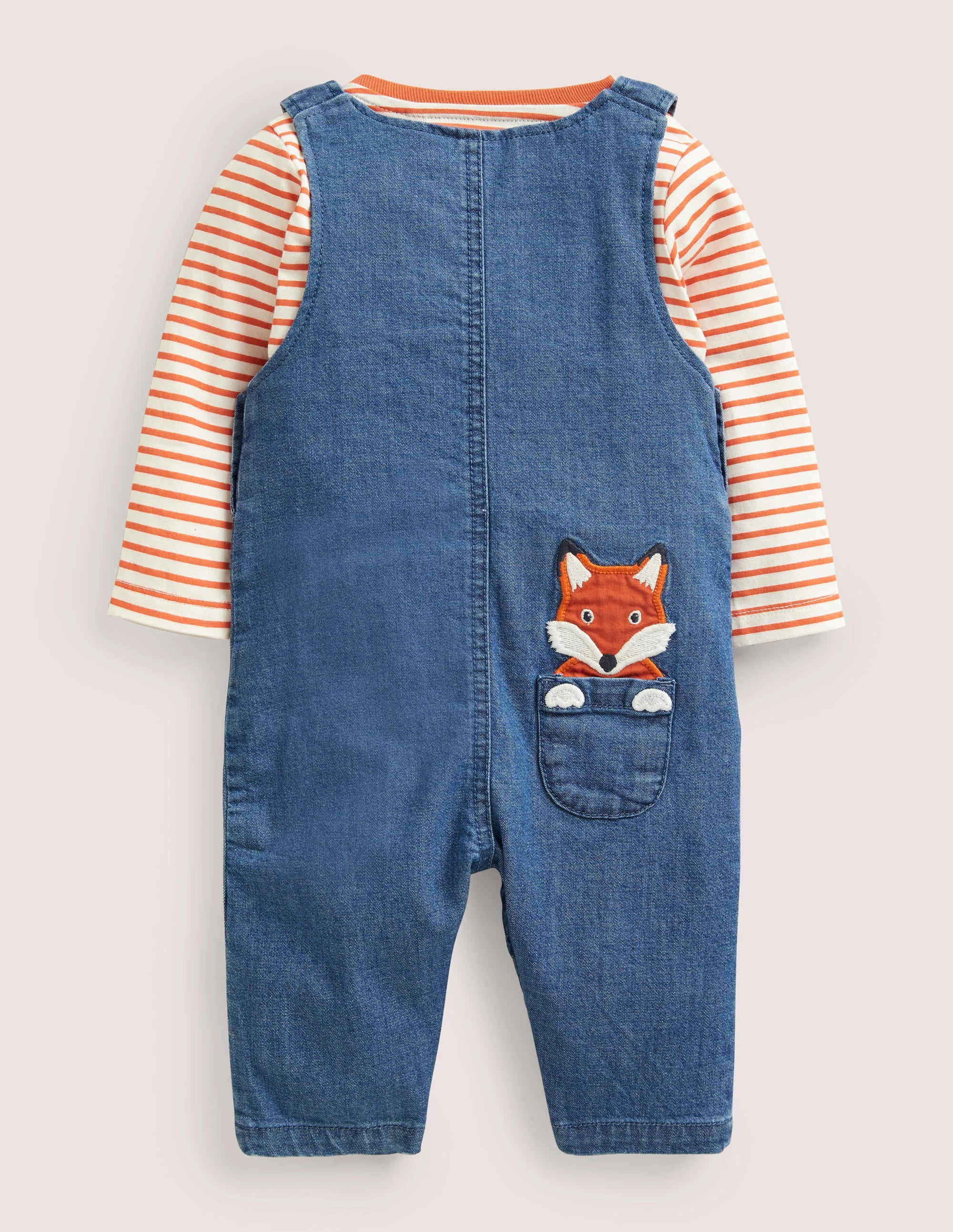 Latzhosen-Set aus Denim-Mittlerer Faux-Uni, Tiere - Image 2