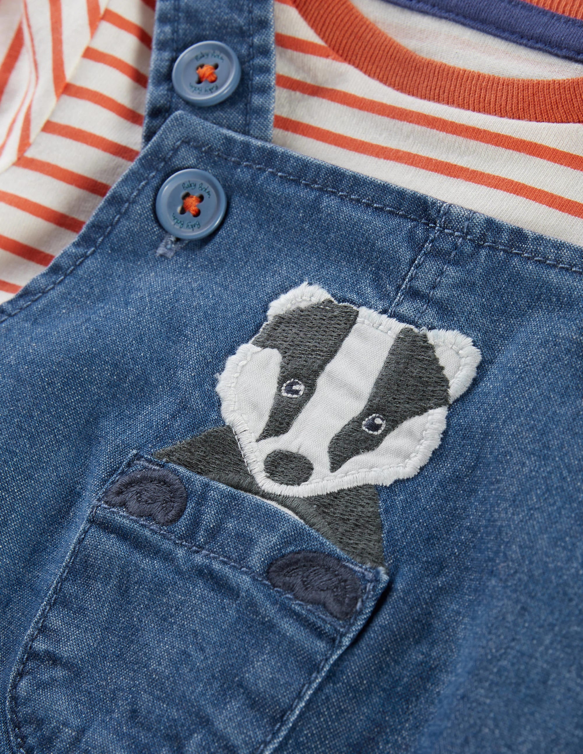 Latzhosen-Set aus Denim-Mittlerer Faux-Uni, Tiere - Image 3